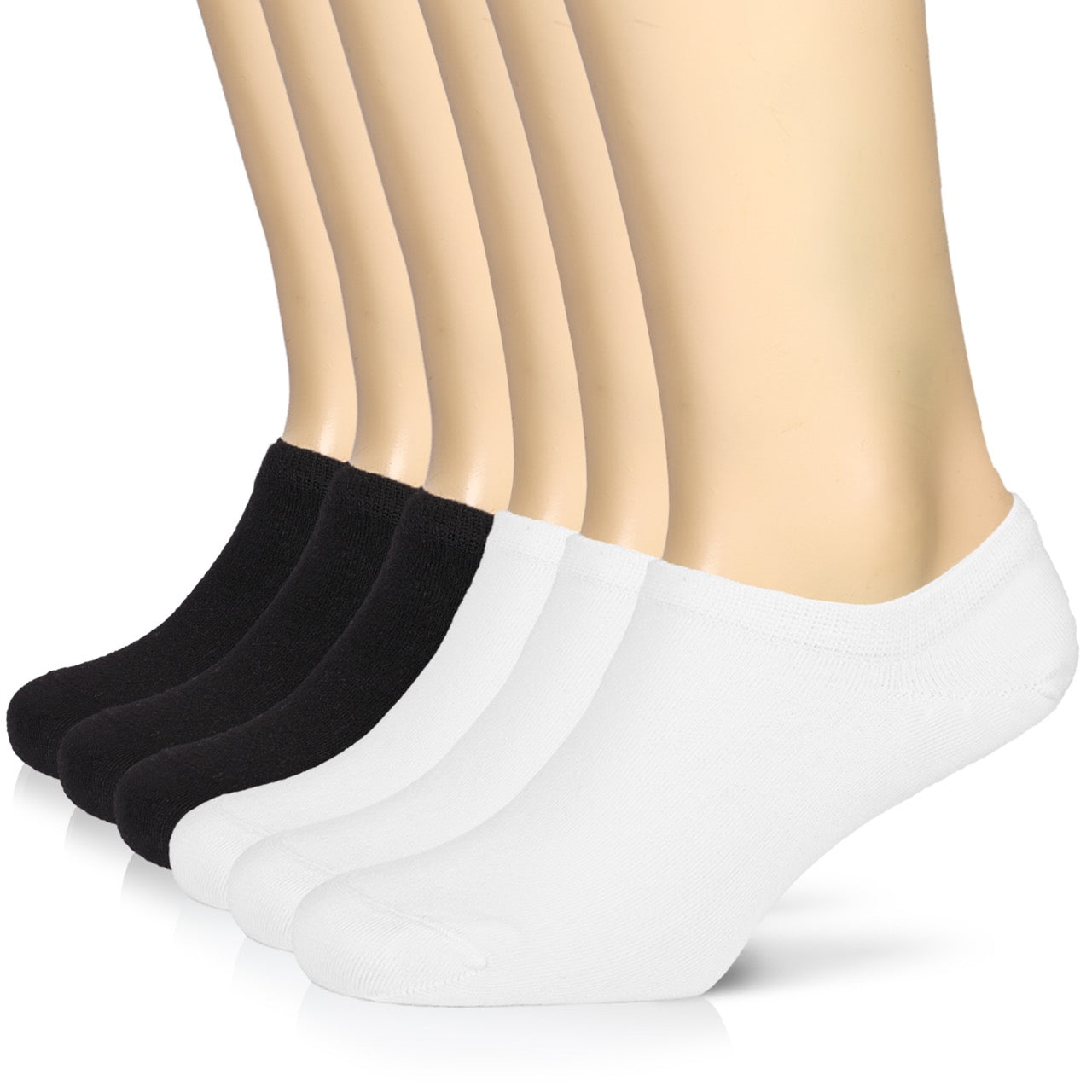 Non-Slip Men's Bamboo No-Show Socks (Only Size 11-13), 6 Pairs