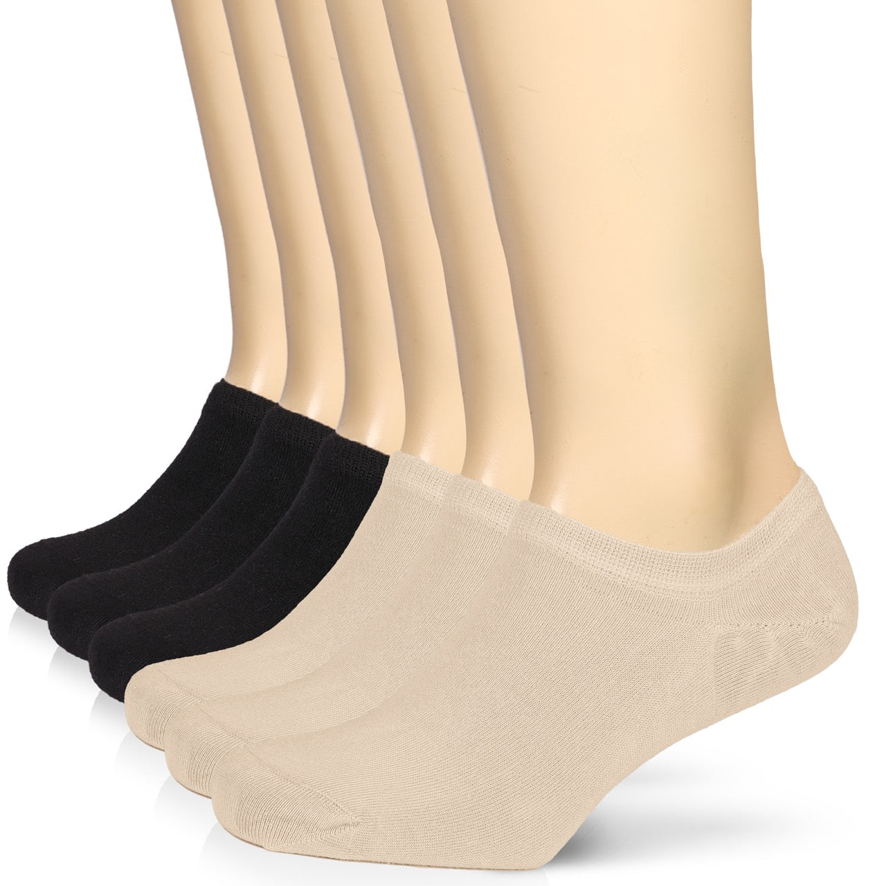 Non-Slip Men's Bamboo No-Show Socks (Only Size 11-13), 6 Pairs