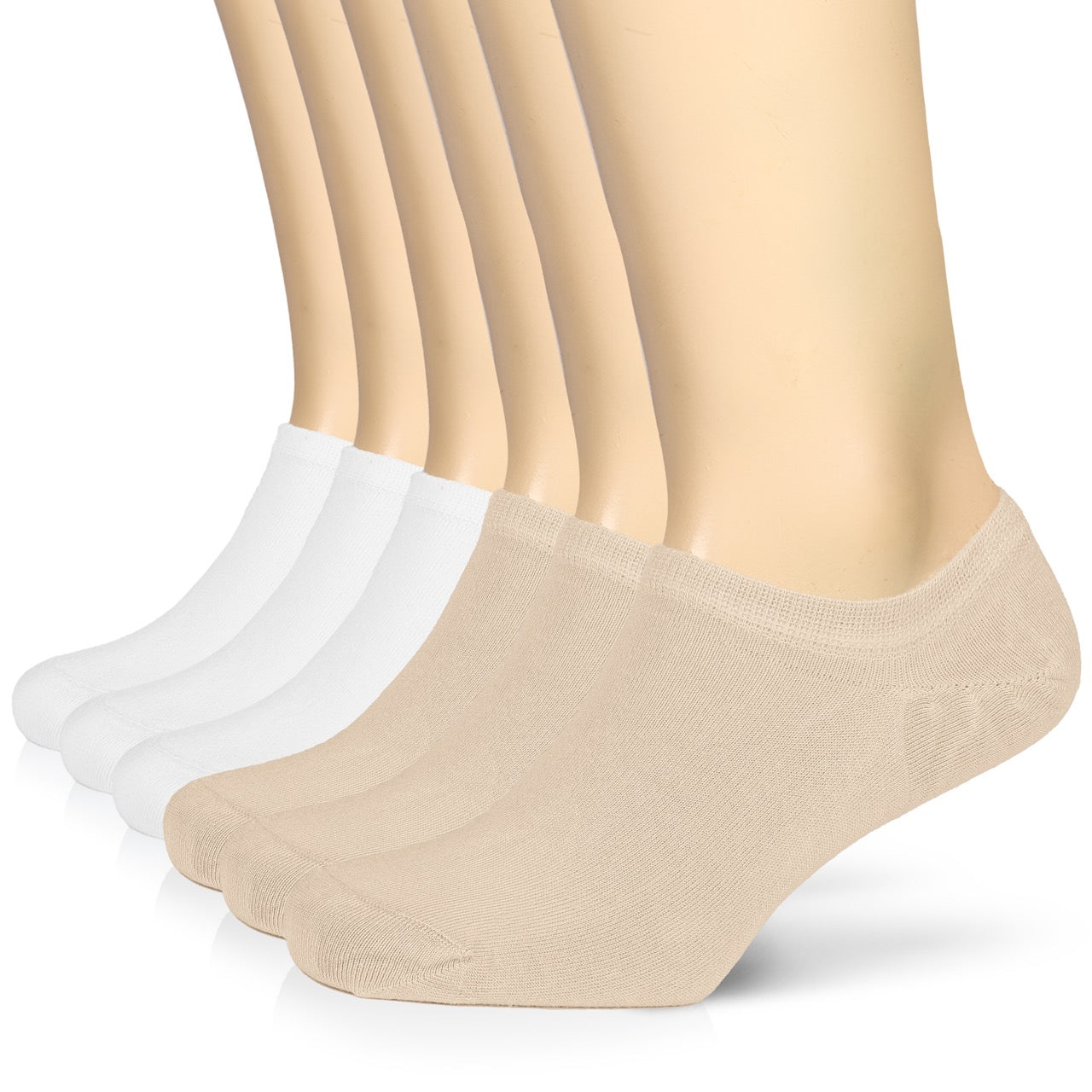 Non-Slip Men's Bamboo No-Show Socks (Only Size 11-13), 6 Pairs
