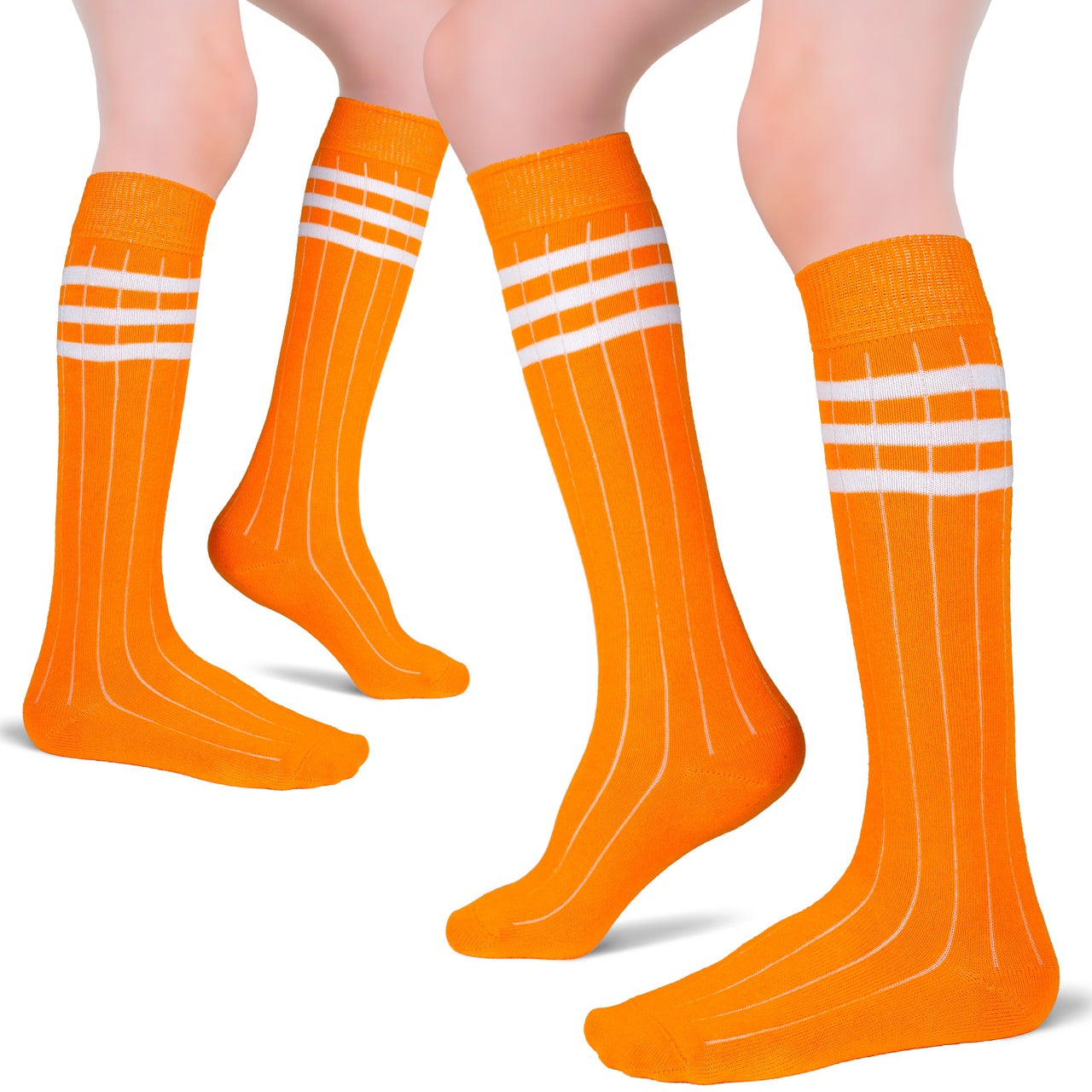 Striped Cotton Kids' Knee-High Dress Socks, 4 Pairs