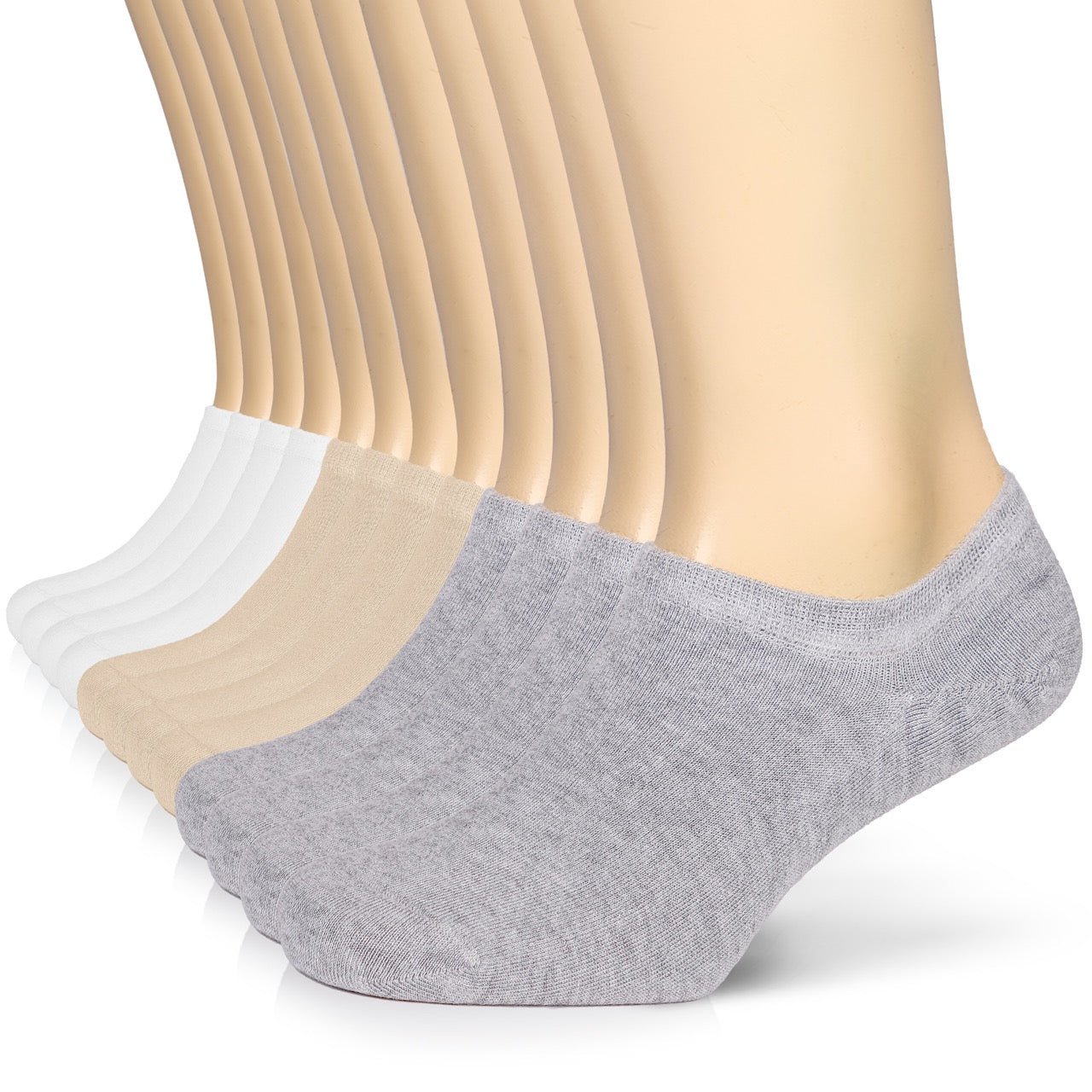 Non-Slip Men's Bamboo No-Show Socks (Only Size 11-13), 6 Pairs