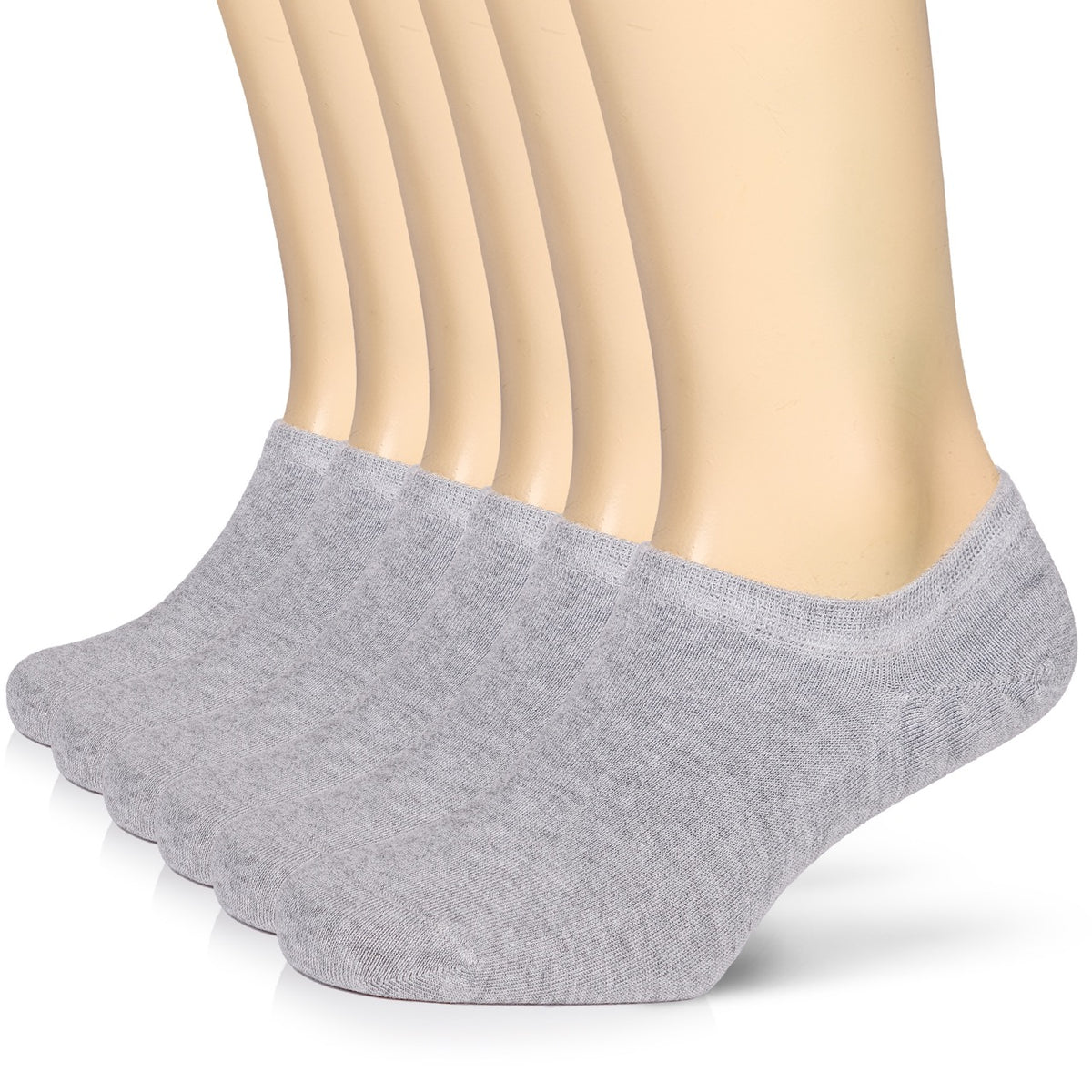 A set of three pairs of men's bamboo no-show socks in gray, perfect for any occasion.
