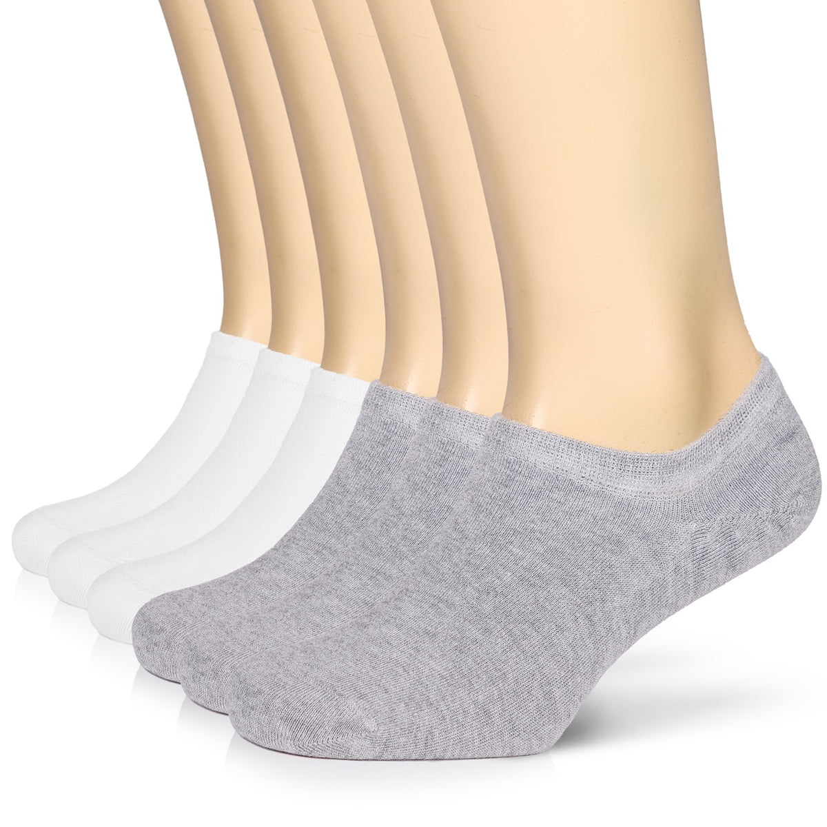 Non-Slip Men's Bamboo No-Show Socks, 6 Pairs