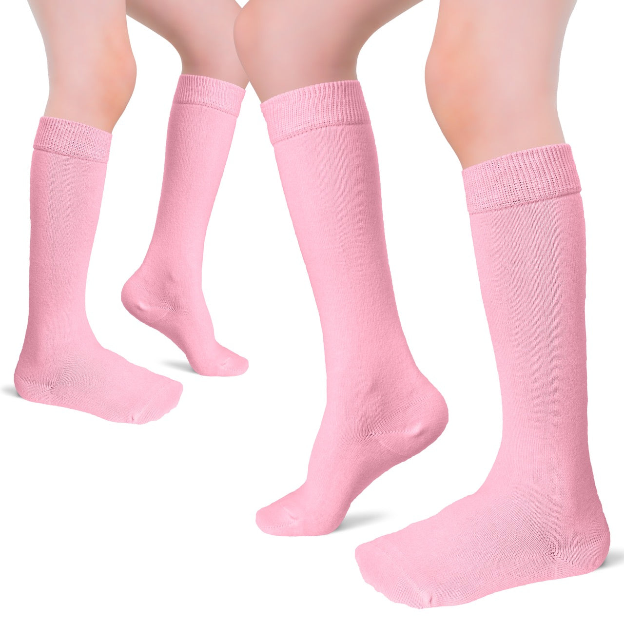 Kids' Plain Cotton Dress Knee-High Socks, 4 Pairs