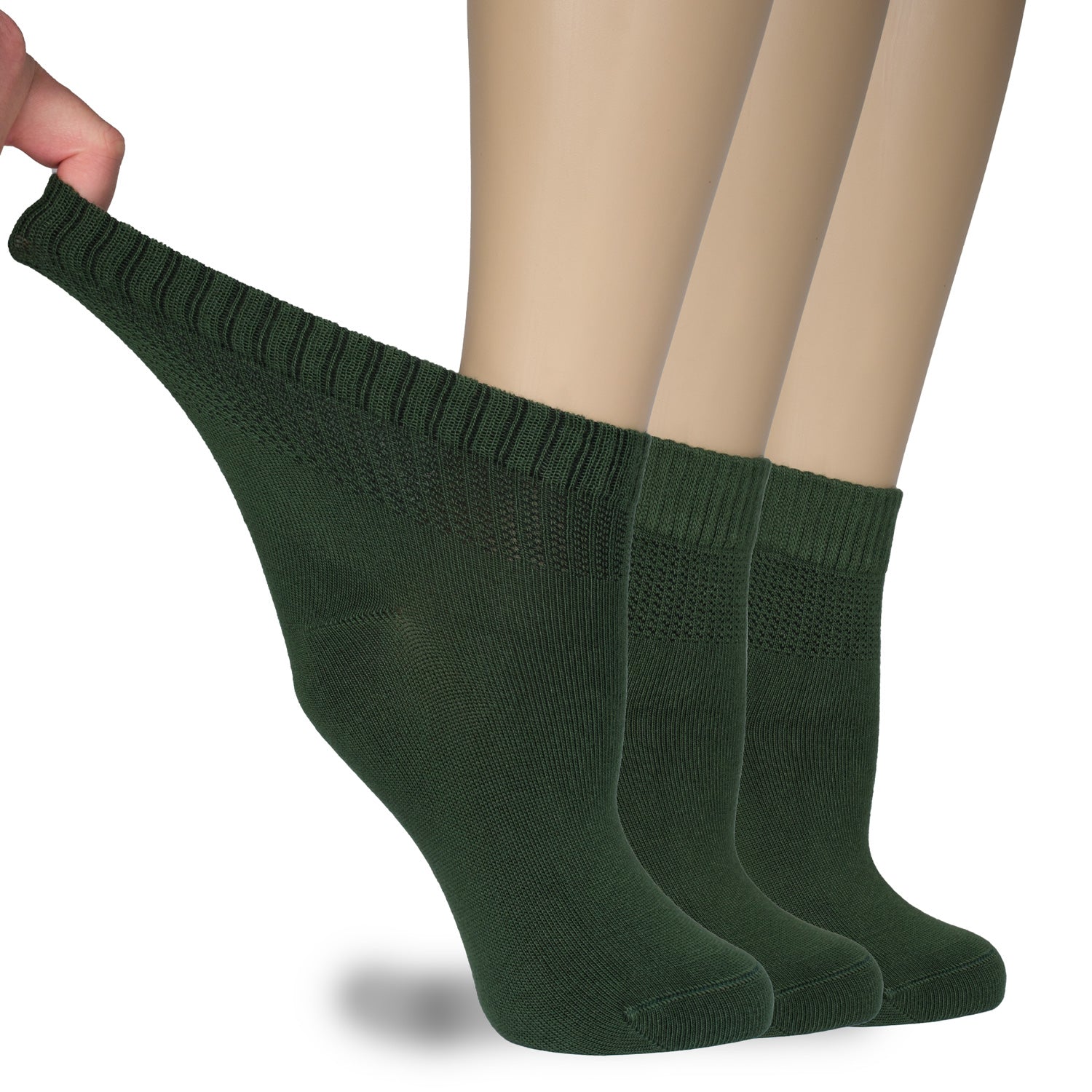 Women's Comfortable Diabetic Bamboo Ankle Socks for Swollen Legs, 3 Pairs