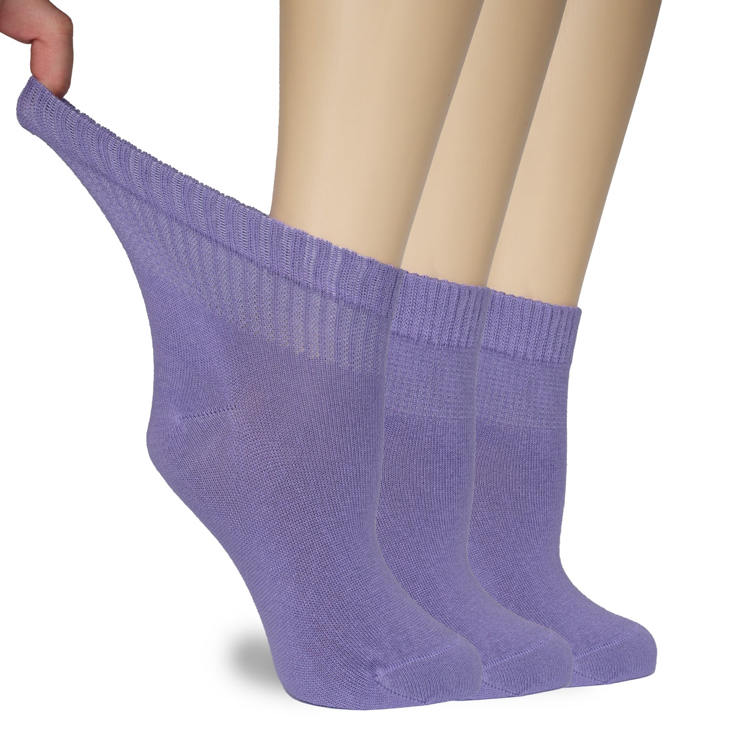 Women's Comfortable Diabetic Bamboo Ankle Socks for Swollen Legs, 3 Pairs