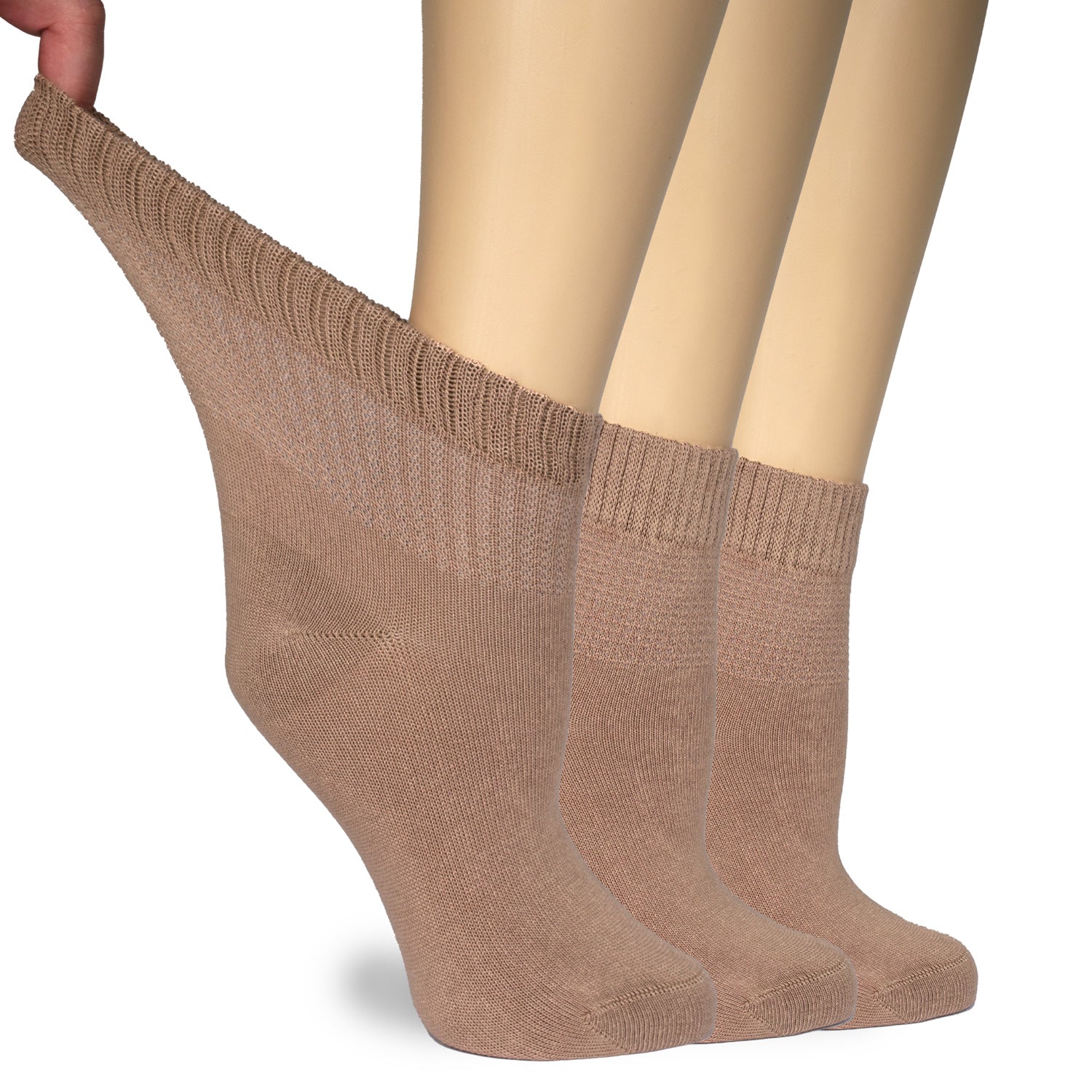 Women's Comfortable Diabetic Bamboo Ankle Socks for Swollen Legs, 3 Pairs