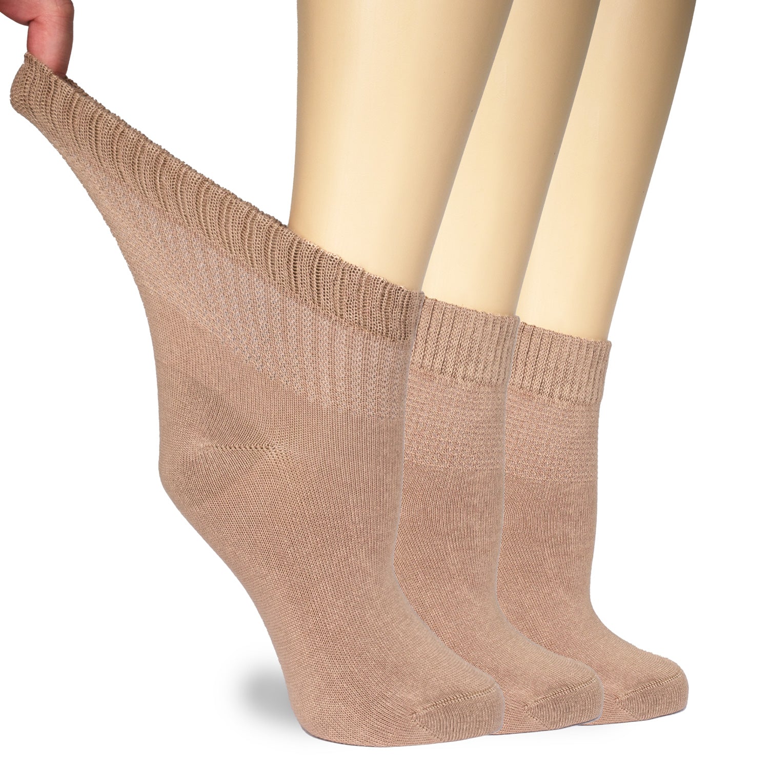 Women's Comfortable Diabetic Bamboo Ankle Socks for Swollen Legs, 3 Pairs