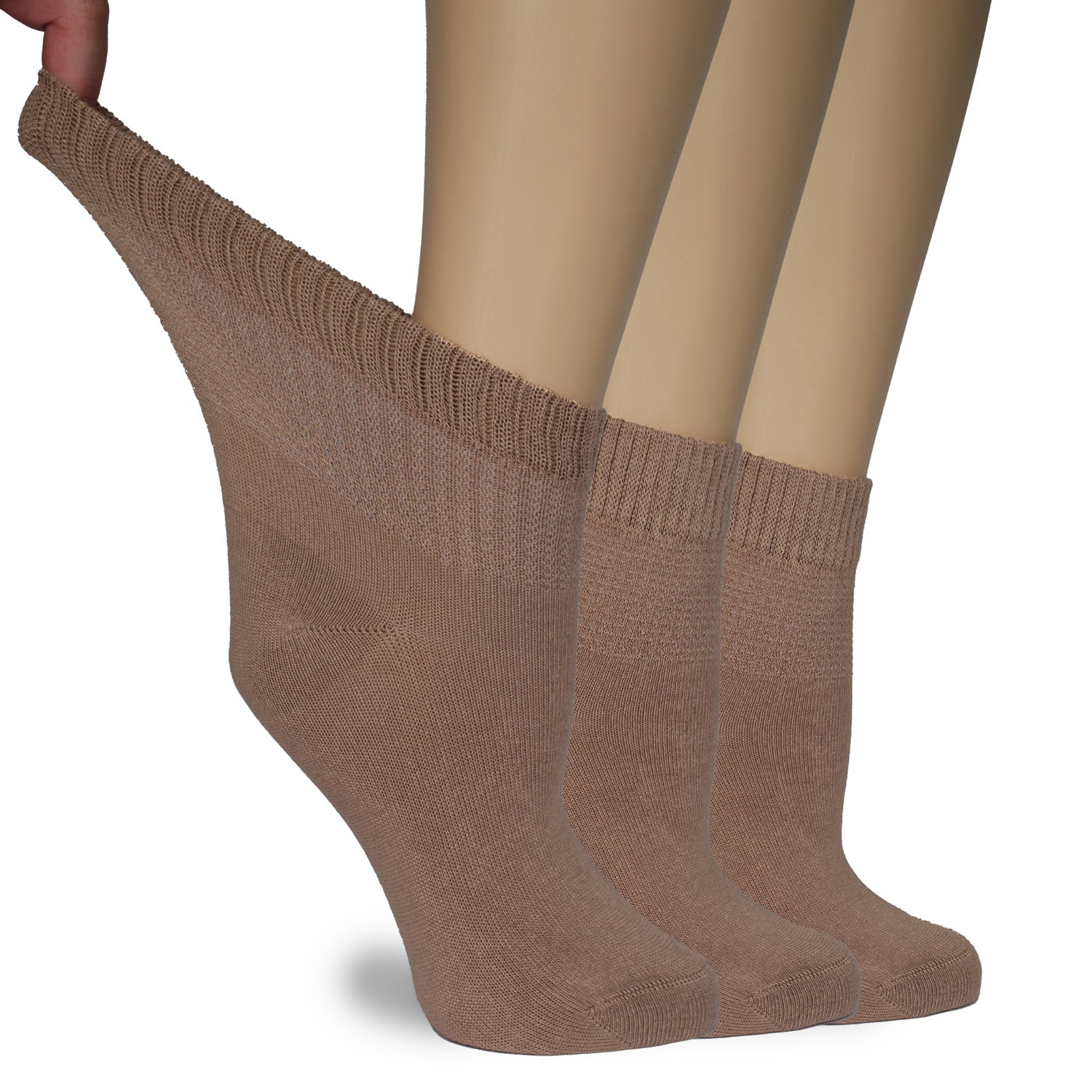 Women's Comfortable Diabetic Bamboo Ankle Socks for Swollen Legs, 3 Pairs