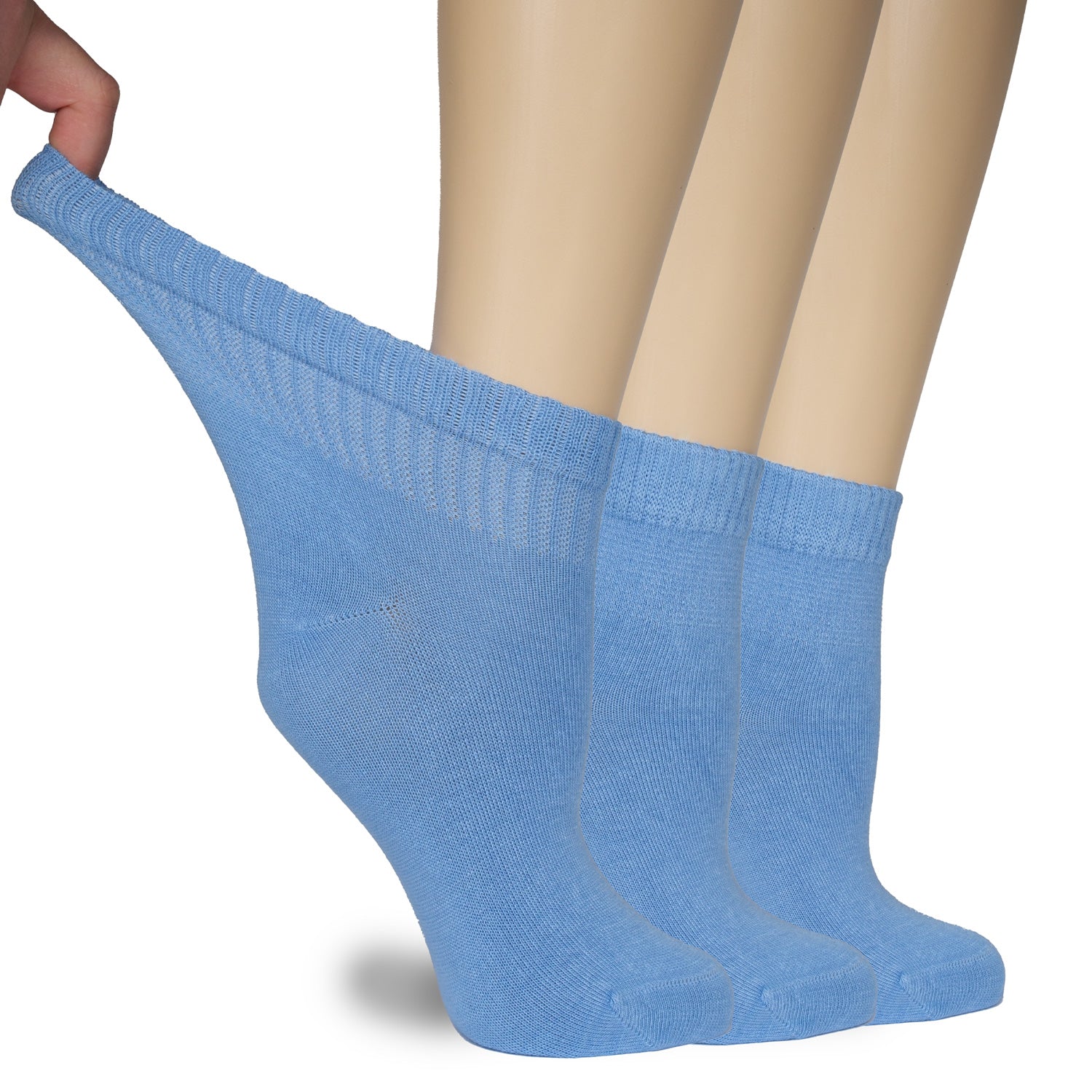 Women's Comfortable Diabetic Bamboo Ankle Socks for Swollen Legs, 3 Pairs