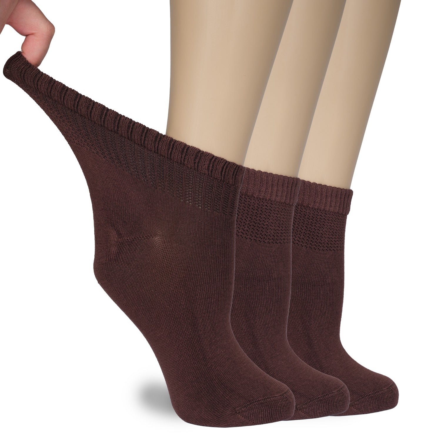 Women's Comfortable Diabetic Bamboo Ankle Socks for Swollen Legs, 3 Pairs