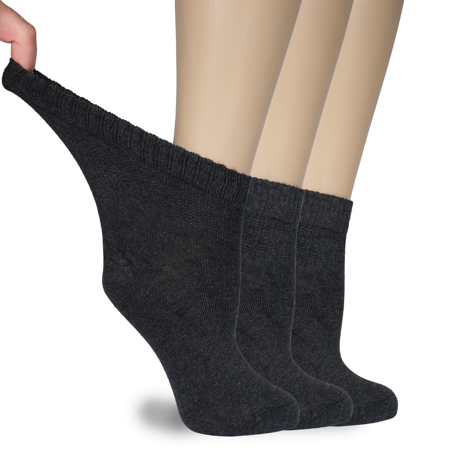 Women's Comfortable Diabetic Bamboo Ankle Socks for Swollen Legs, 3 Pairs