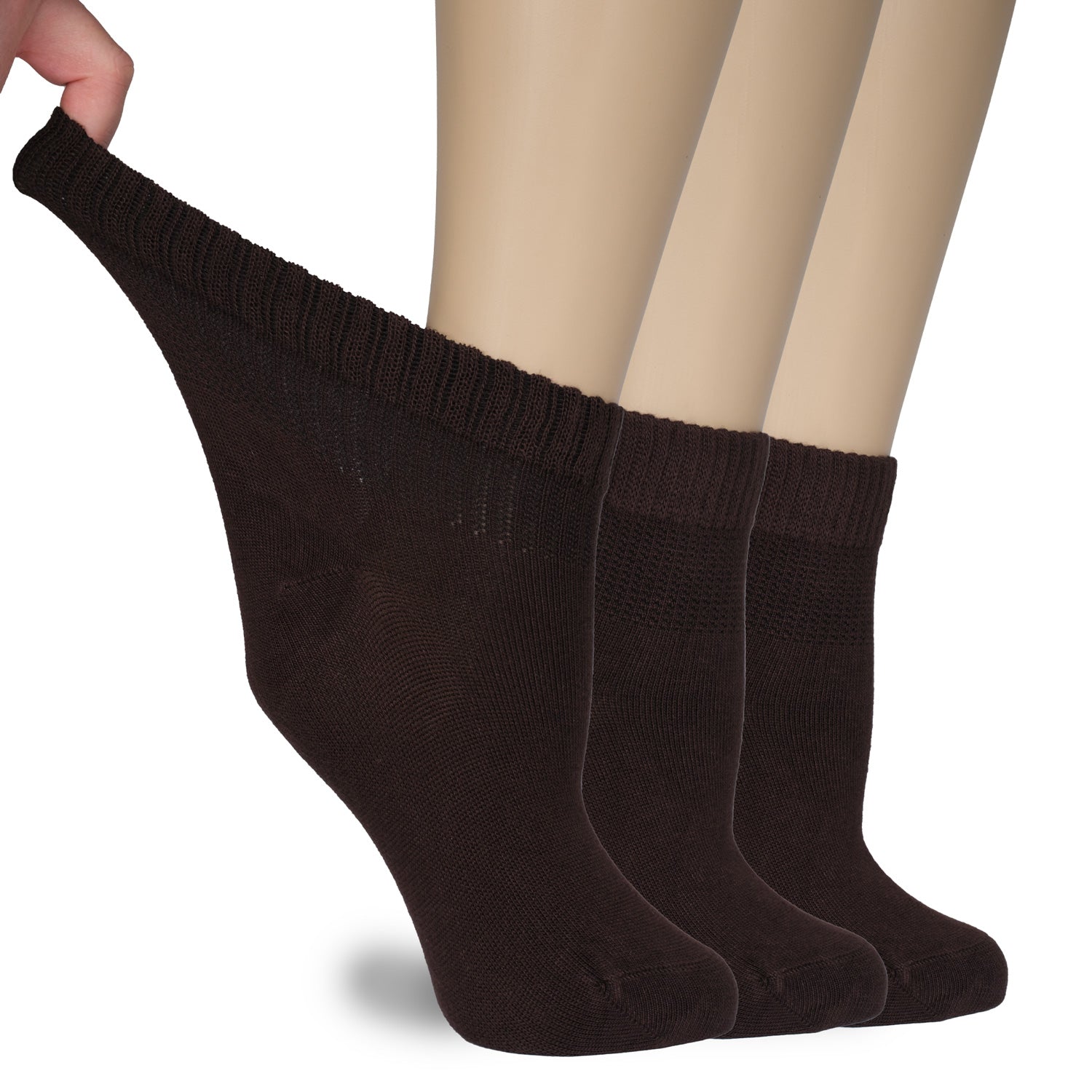 Women's Comfortable Diabetic Bamboo Ankle Socks for Swollen Legs, 3 Pairs