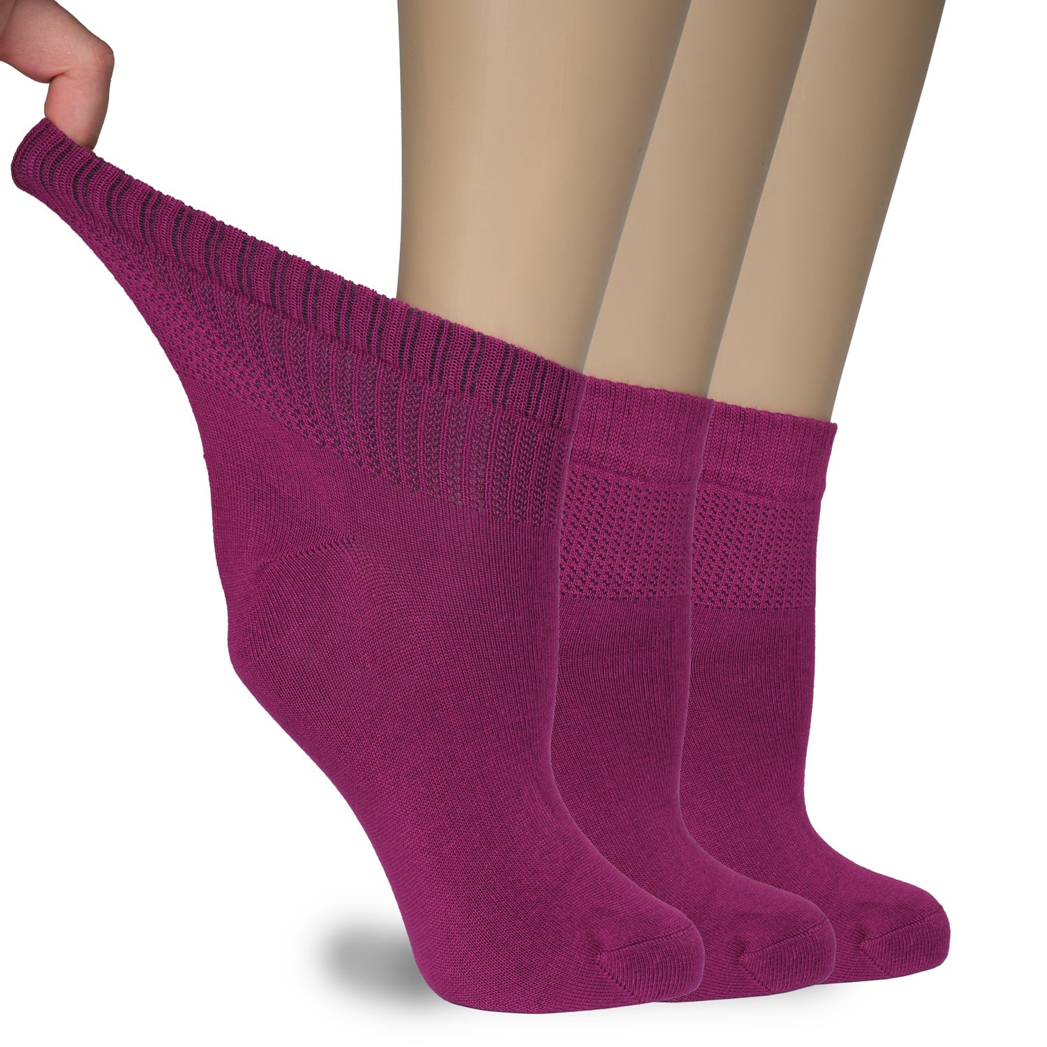Women's Comfortable Diabetic Bamboo Ankle Socks for Swollen Legs, 3 Pairs