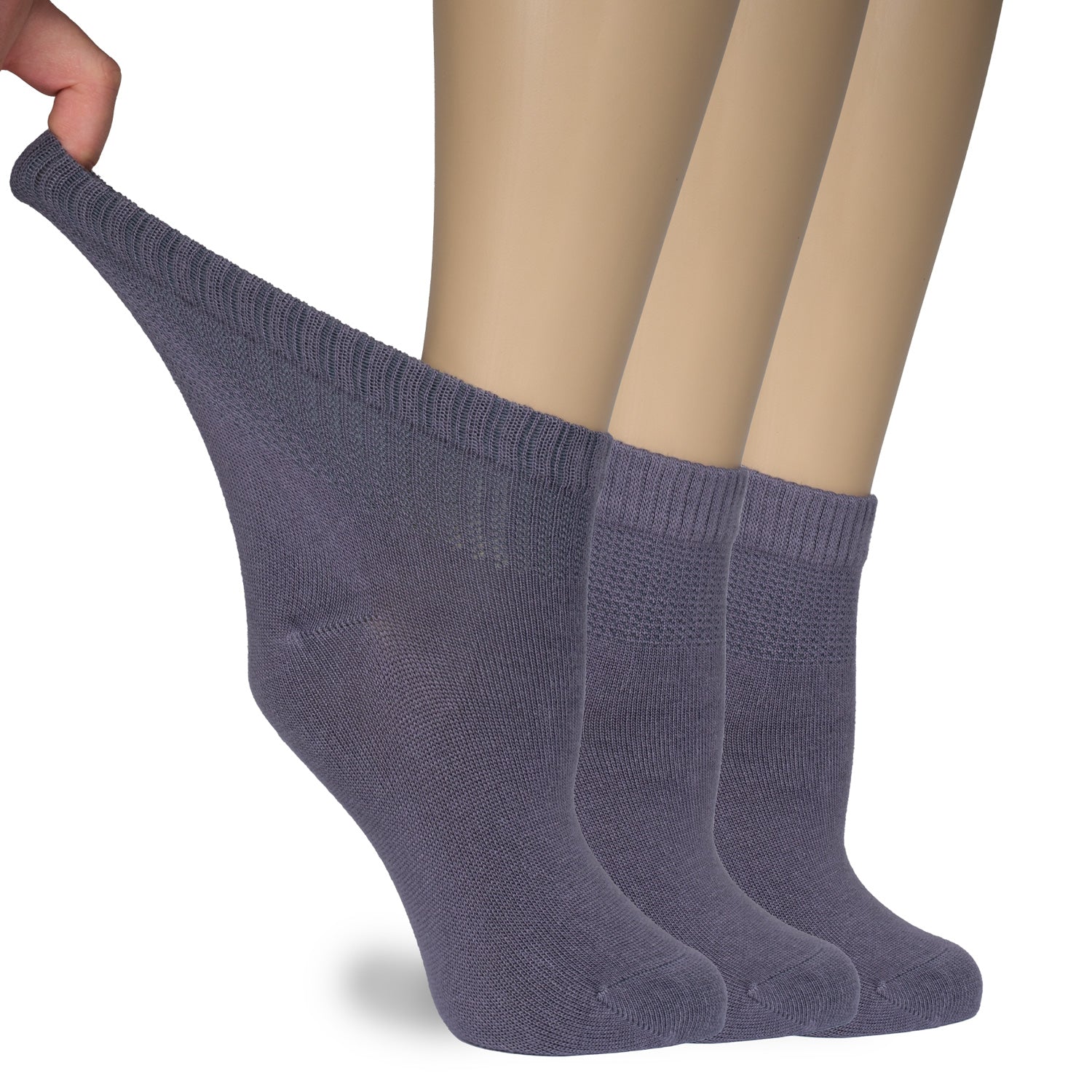 Women's Comfortable Diabetic Bamboo Ankle Socks for Swollen Legs, 3 Pairs