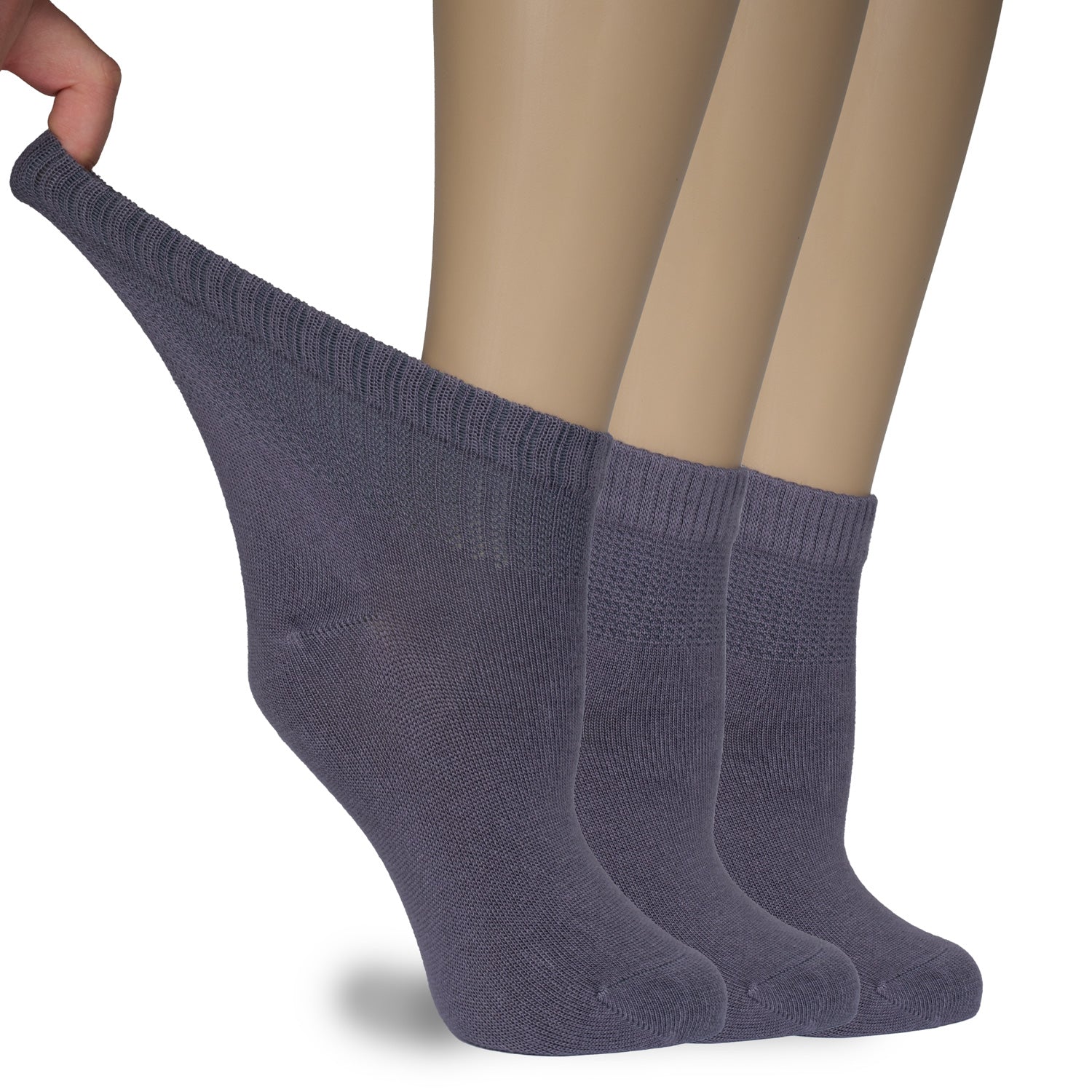 Women's Comfortable Diabetic Bamboo Ankle Socks for Swollen Legs, 3 Pairs