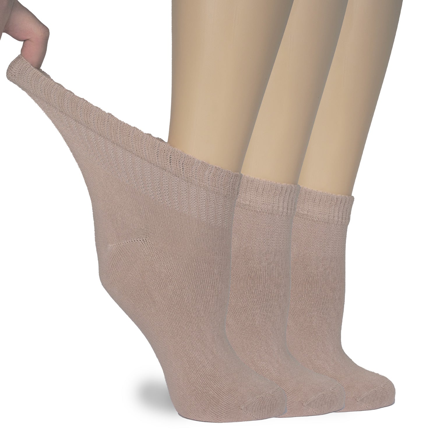 Women's Comfortable Diabetic Bamboo Ankle Socks for Swollen Legs, 3 Pairs