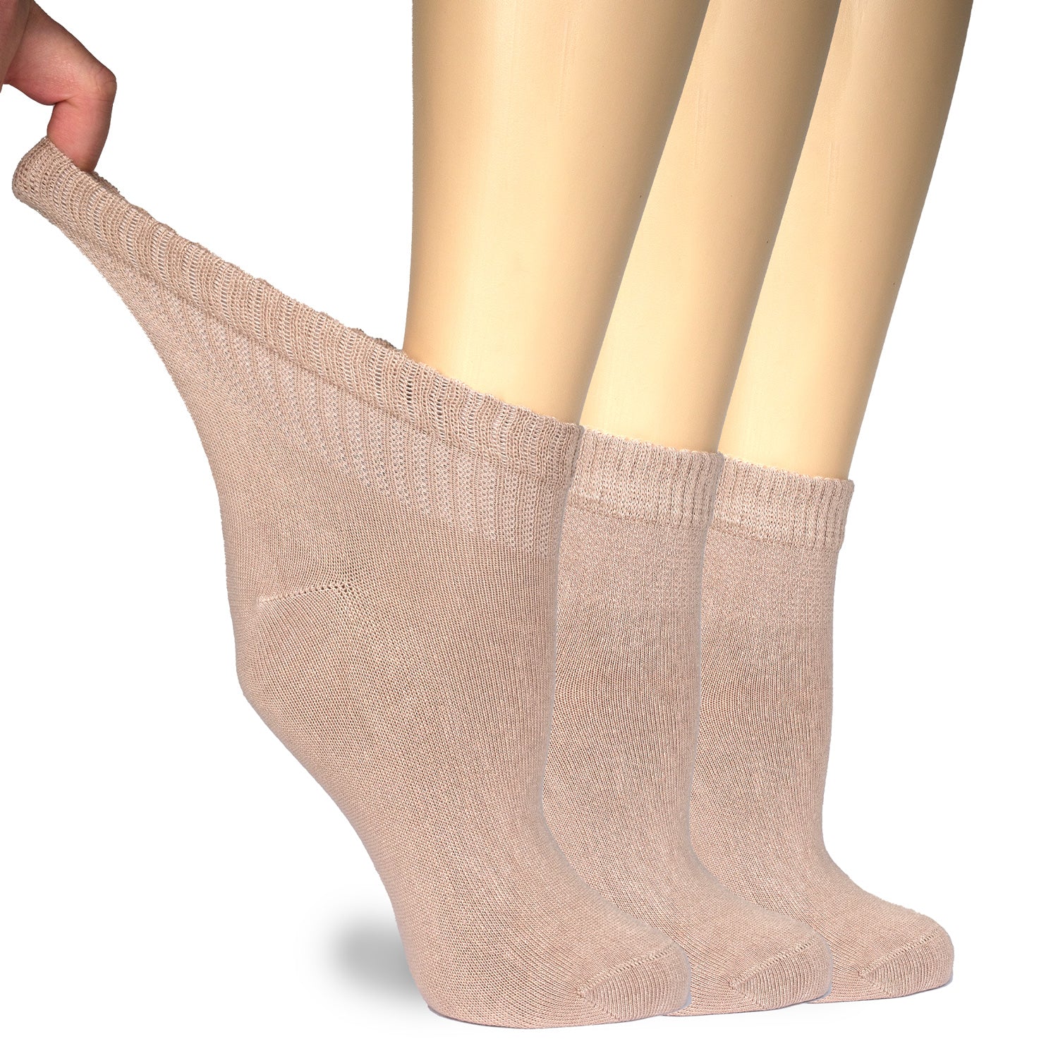 Women's Comfortable Diabetic Bamboo Ankle Socks for Swollen Legs, 3 Pairs