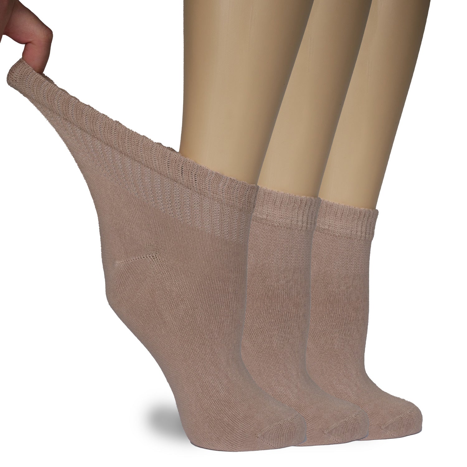 Women's Comfortable Diabetic Bamboo Ankle Socks for Swollen Legs, 3 Pairs