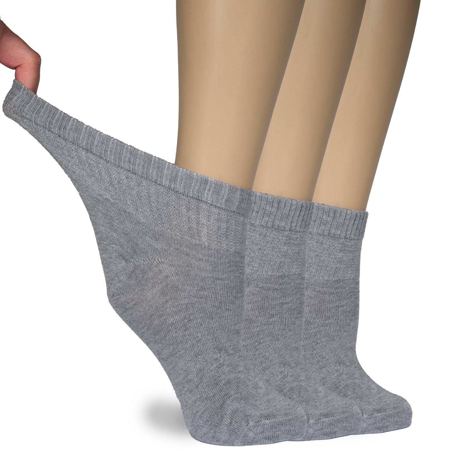 Women's Comfortable Diabetic Bamboo Ankle Socks for Swollen Legs, 3 Pairs