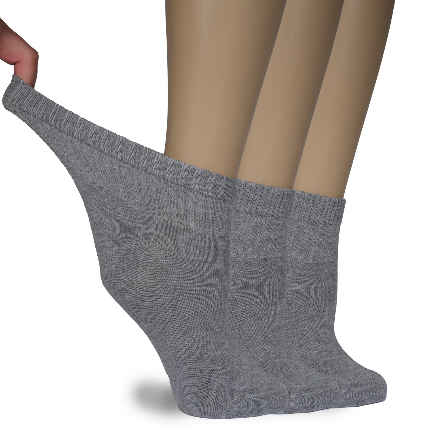 Women's Comfortable Diabetic Bamboo Ankle Socks for Swollen Legs, 3 Pairs