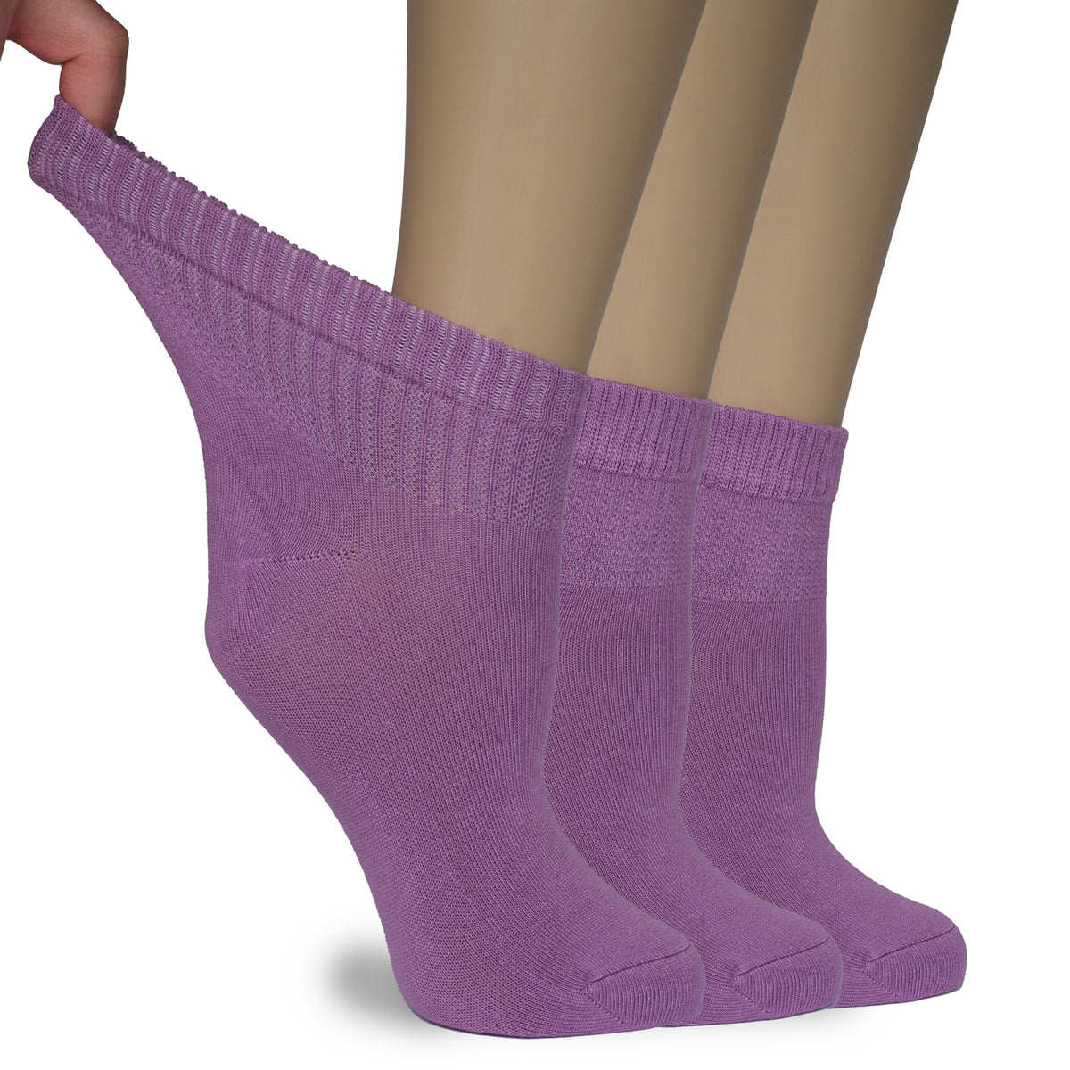 Women's Comfortable Diabetic Bamboo Ankle Socks for Swollen Legs, 3 Pairs