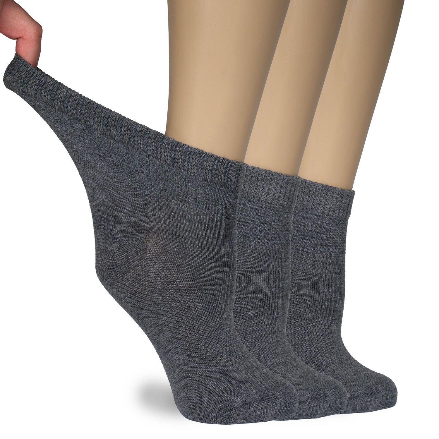 Women's Comfortable Diabetic Bamboo Ankle Socks for Swollen Legs, 3 Pairs