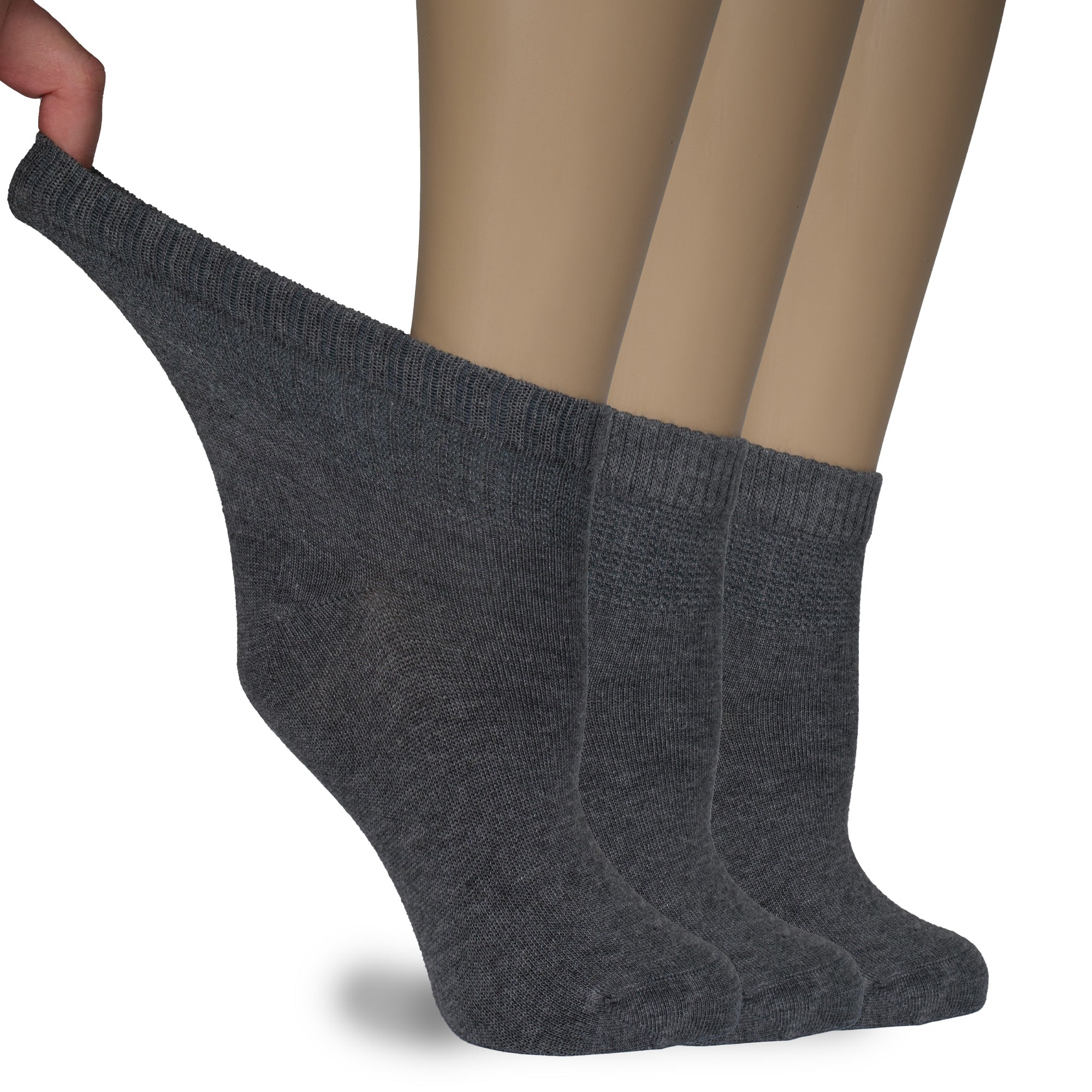 Women's Comfortable Diabetic Bamboo Ankle Socks for Swollen Legs, 3 Pairs