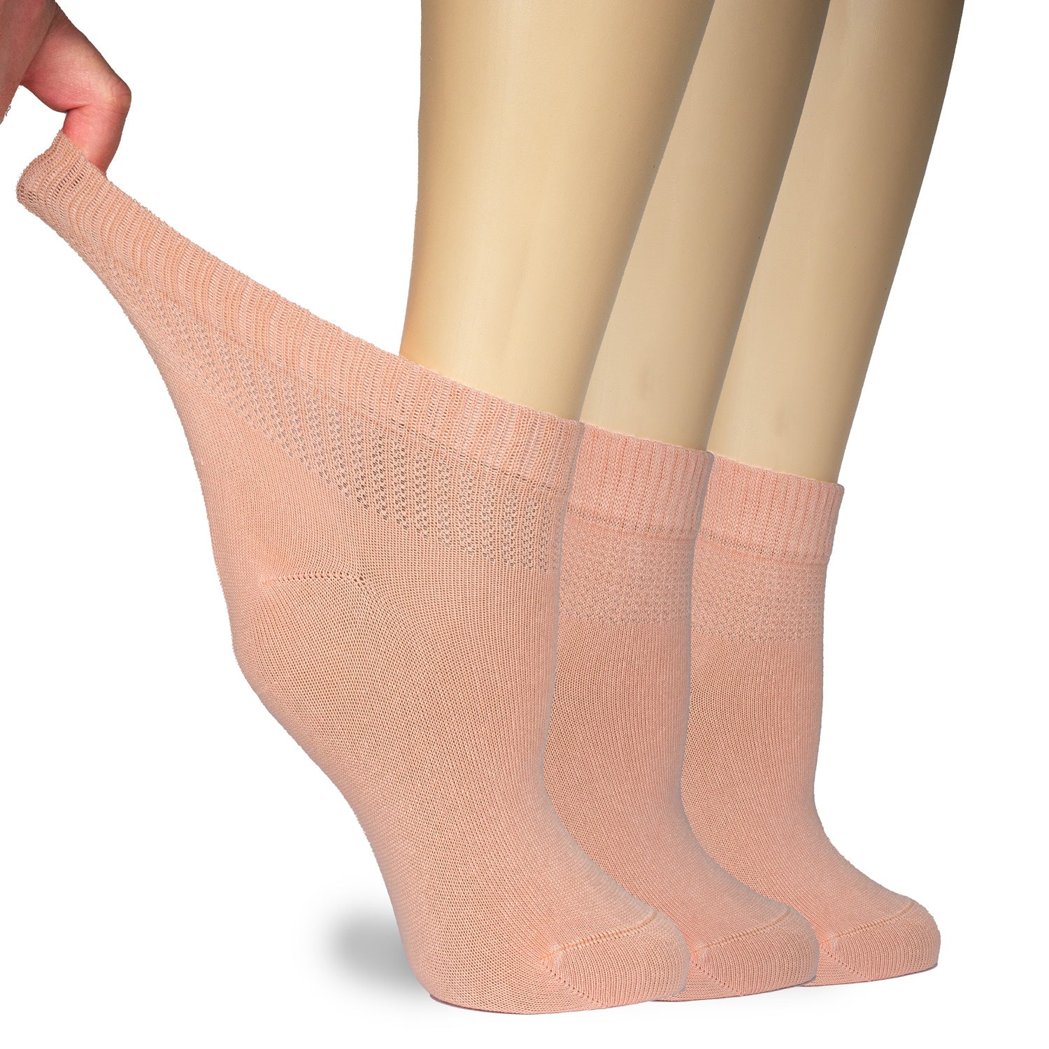 Women's Comfortable Diabetic Bamboo Ankle Socks for Swollen Legs, 3 Pairs