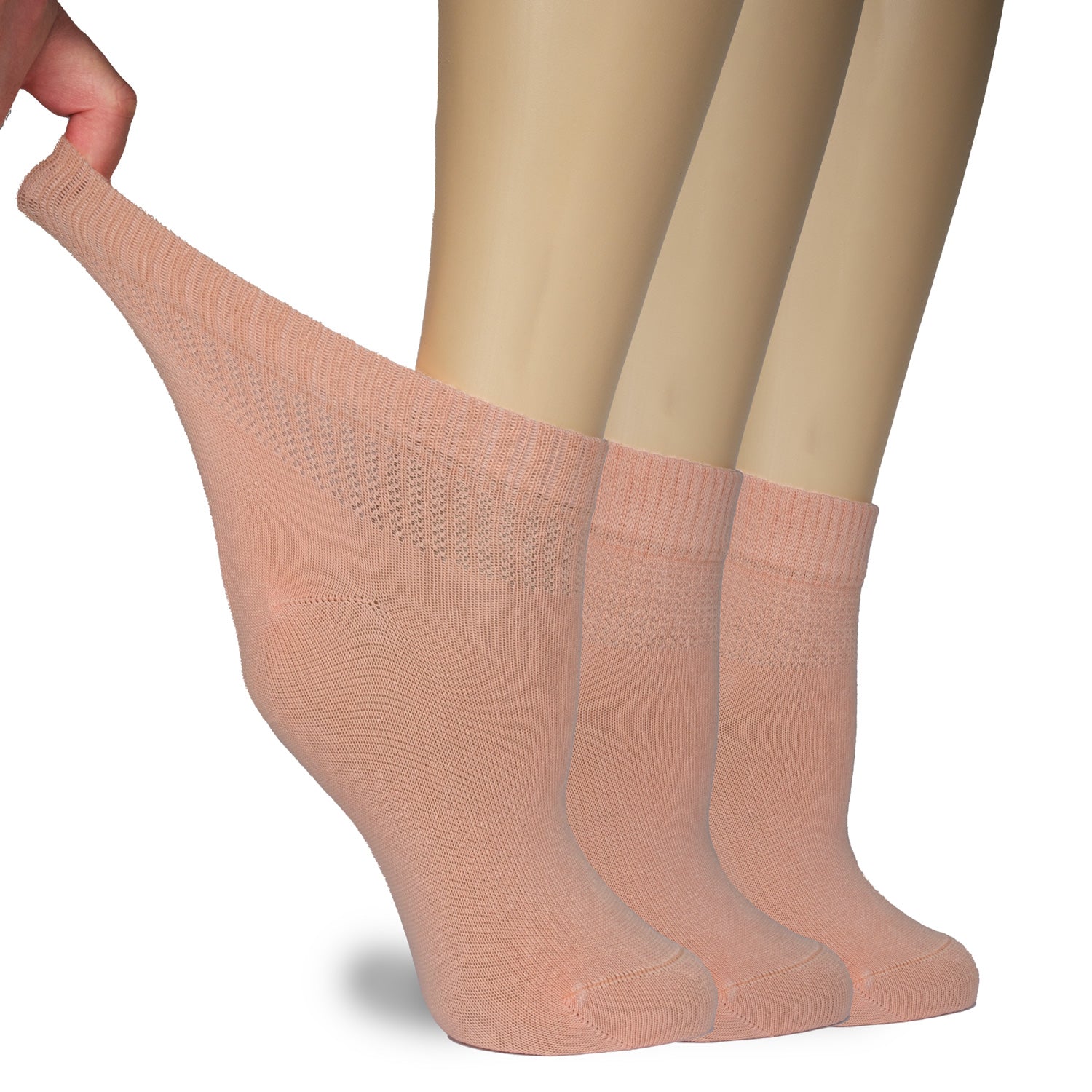 Women's Comfortable Diabetic Bamboo Ankle Socks for Swollen Legs, 3 Pairs