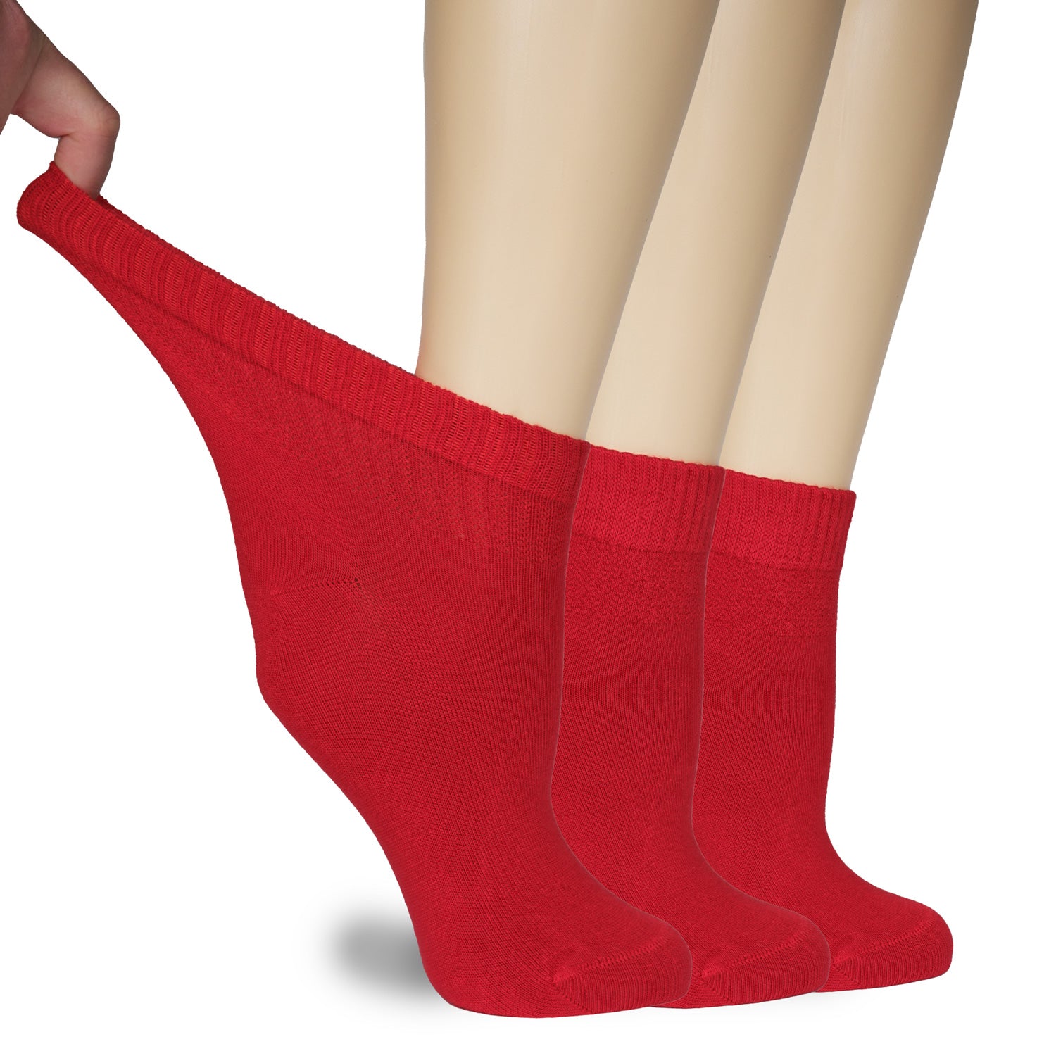 Women's Comfortable Diabetic Bamboo Ankle Socks for Swollen Legs, 3 Pairs