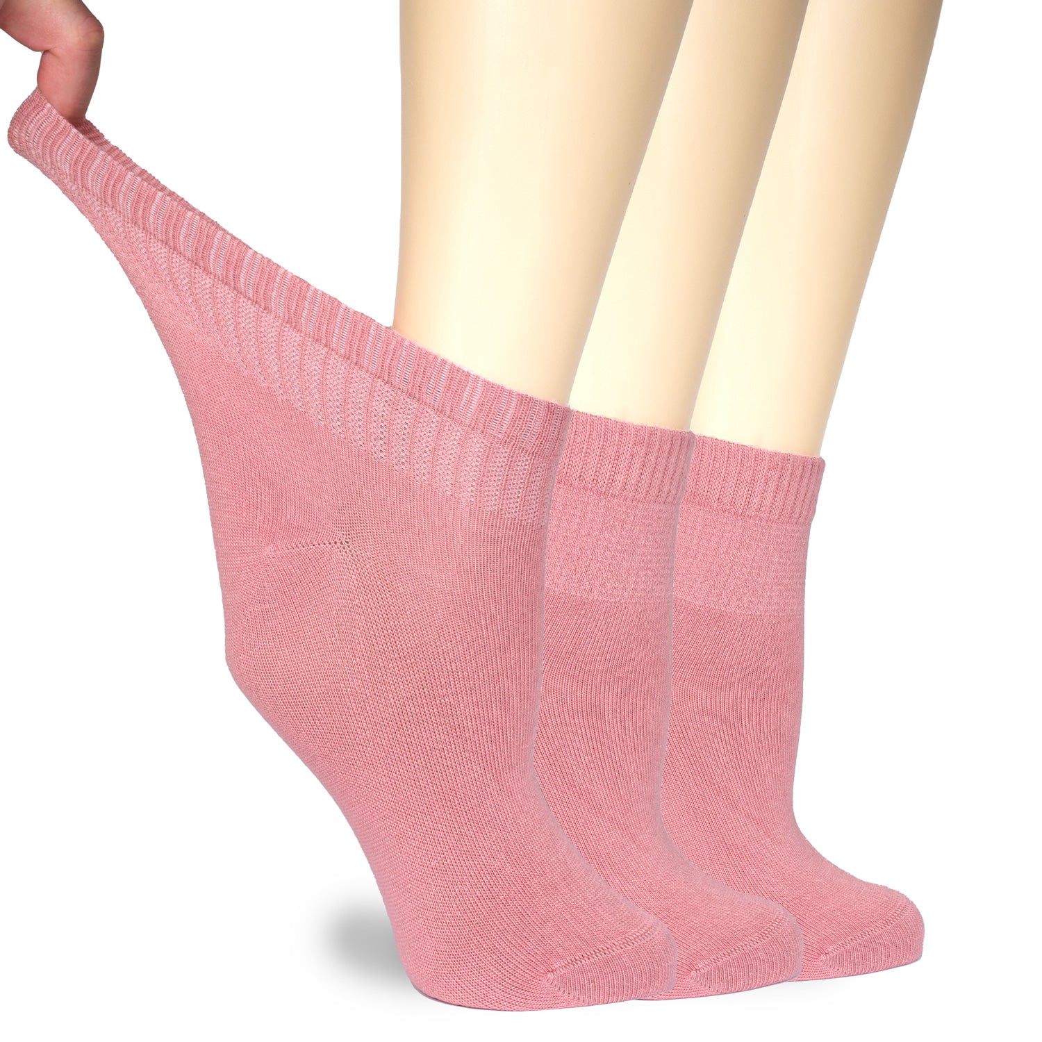 Women's Comfortable Diabetic Bamboo Ankle Socks for Swollen Legs, 3 Pairs