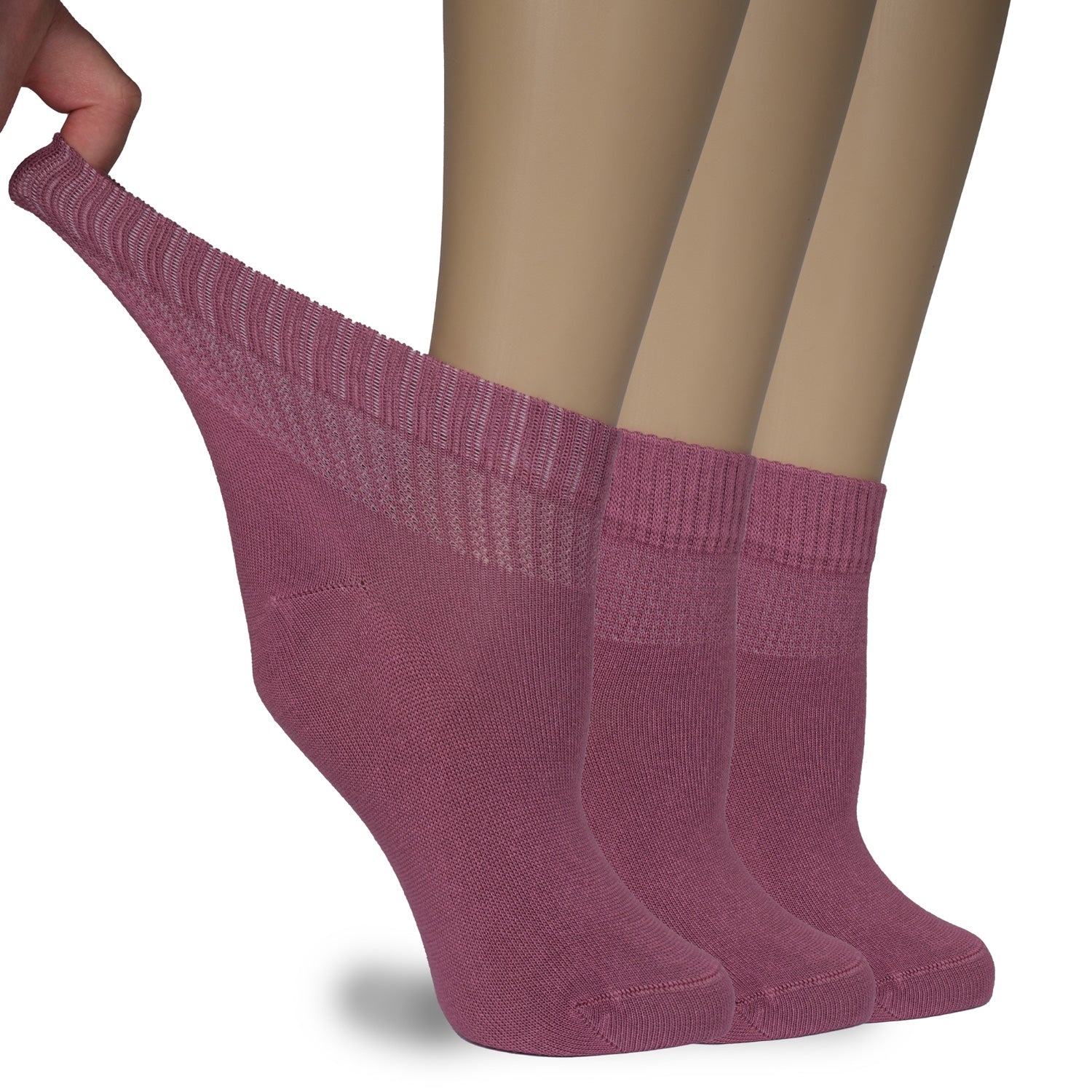 Women's Comfortable Diabetic Bamboo Ankle Socks for Swollen Legs, 3 Pairs