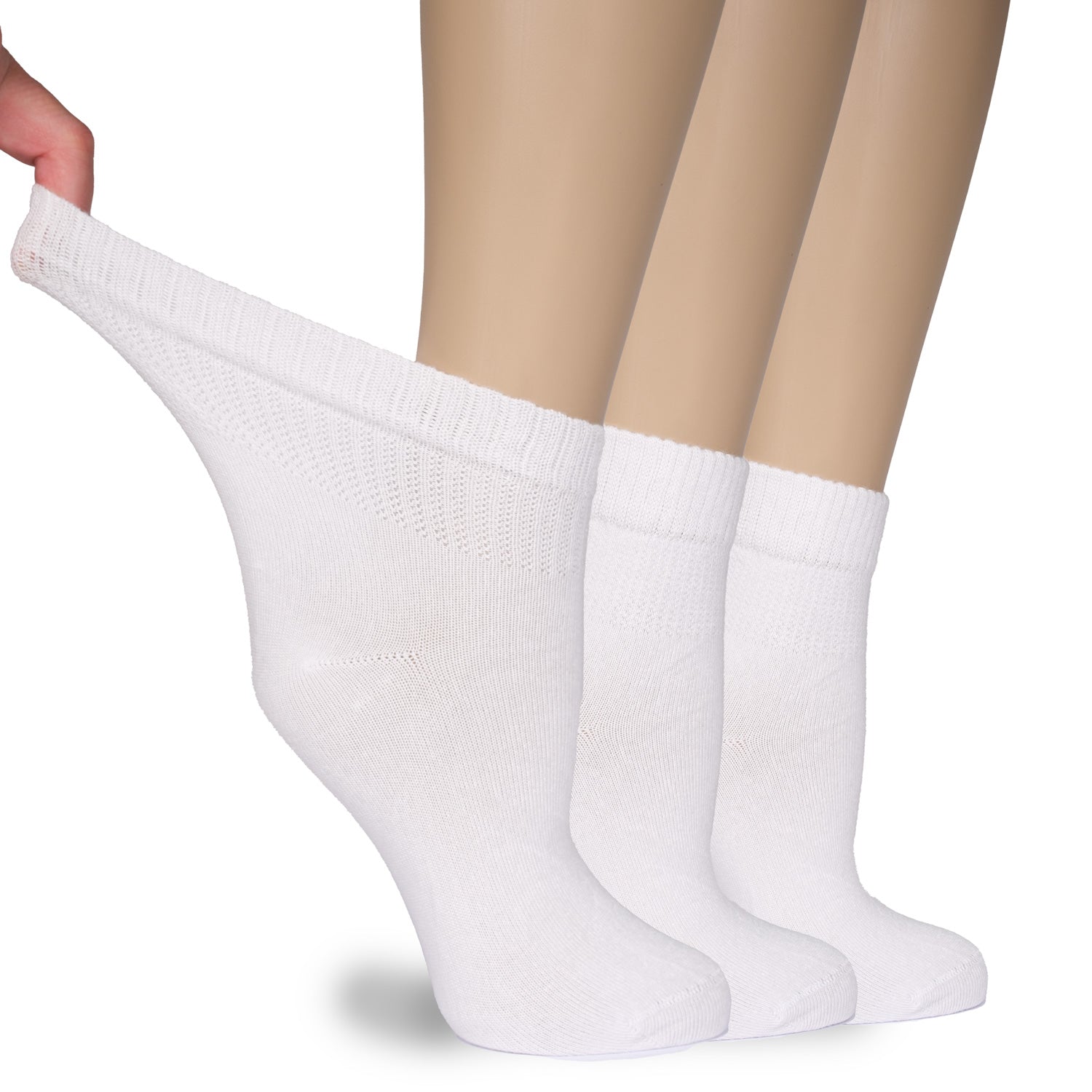 Women's Comfortable Diabetic Bamboo Ankle Socks for Swollen Legs, 3 Pairs