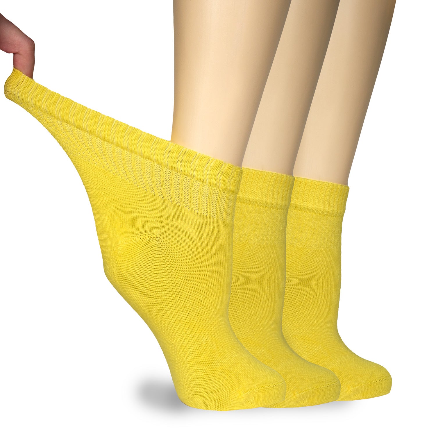 Women's Comfortable Diabetic Bamboo Ankle Socks for Swollen Legs, 3 Pairs