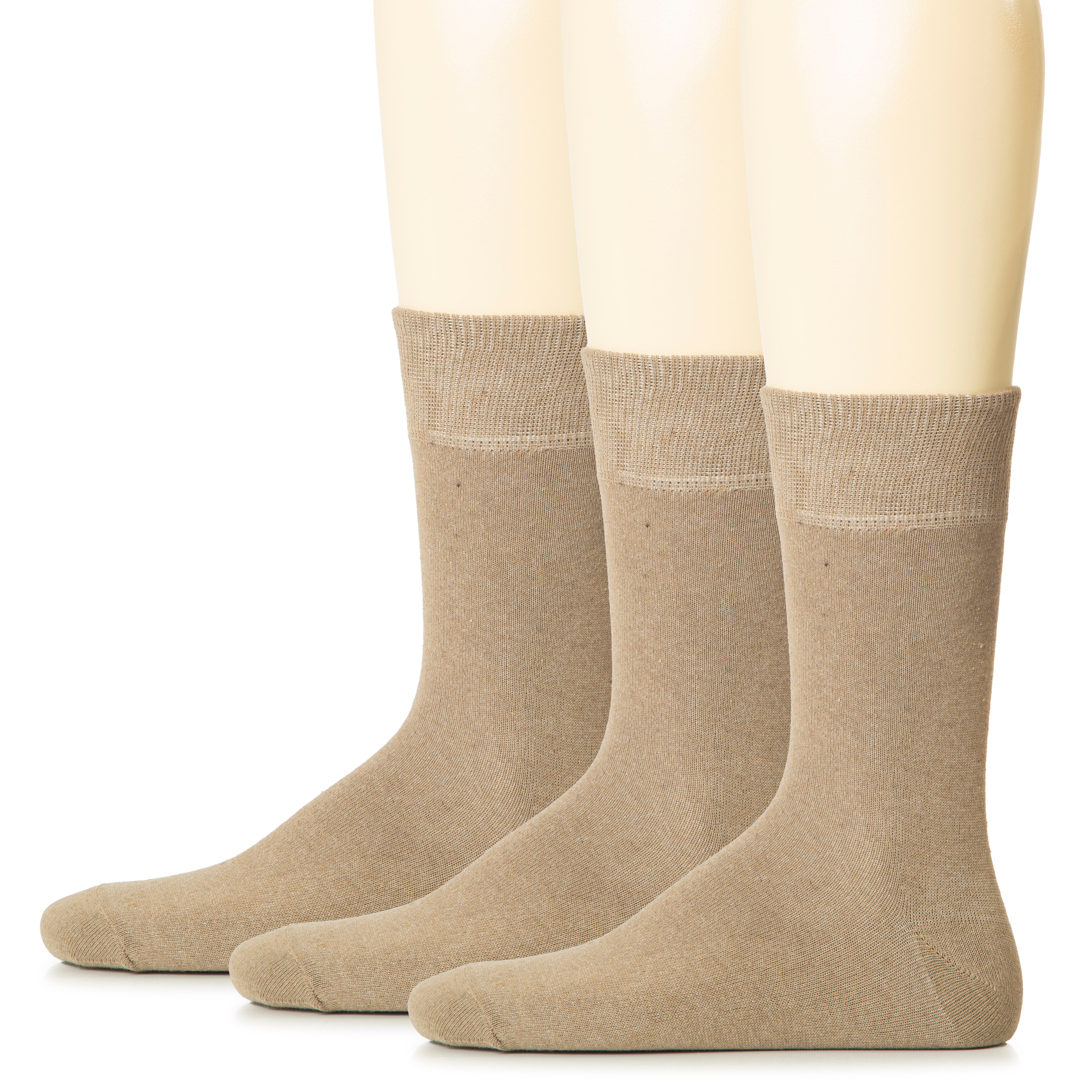 Hugh Ugoli Men Cotton Dress Socks XL / L / M / S Sizes, 3 Pairs | Shoe Size: 6-8 | Dark Brown