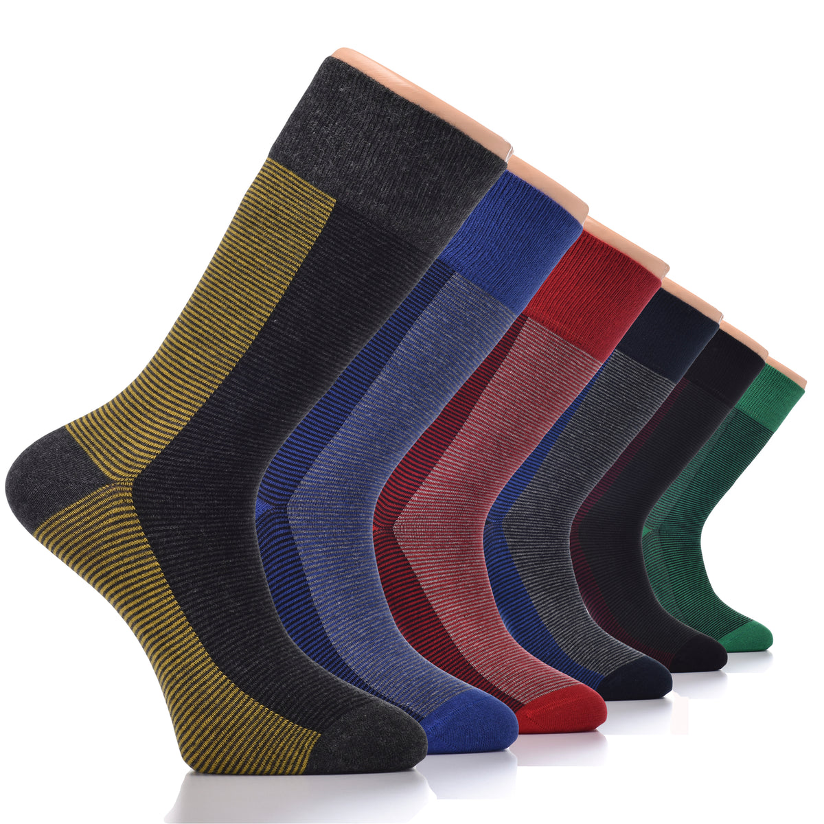 Hugh Ugoli 6 Pairs Men's Dress Socks Cotton seamless Toe Fancy Design Colorful Crew Men's Socks, 6 Pairs, Shoe Size: 7-12 |  | 