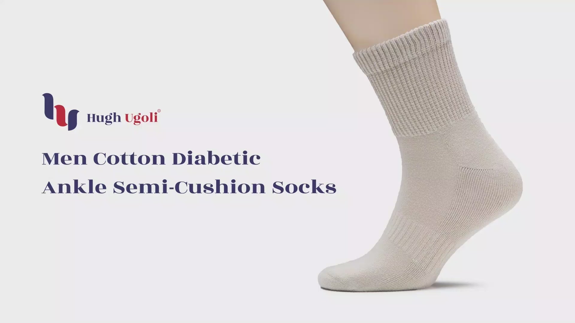 Men's Diabetic Ankle Semi-Cushion Cotton Socks, 3 Pairs