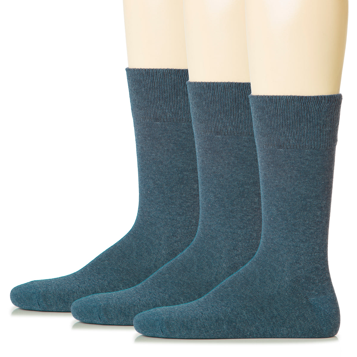 Hugh Ugoli Men Cotton Dress Socks XL / L / M / S Sizes, 3 Pairs | Shoe Size: 6-8 | Indigo