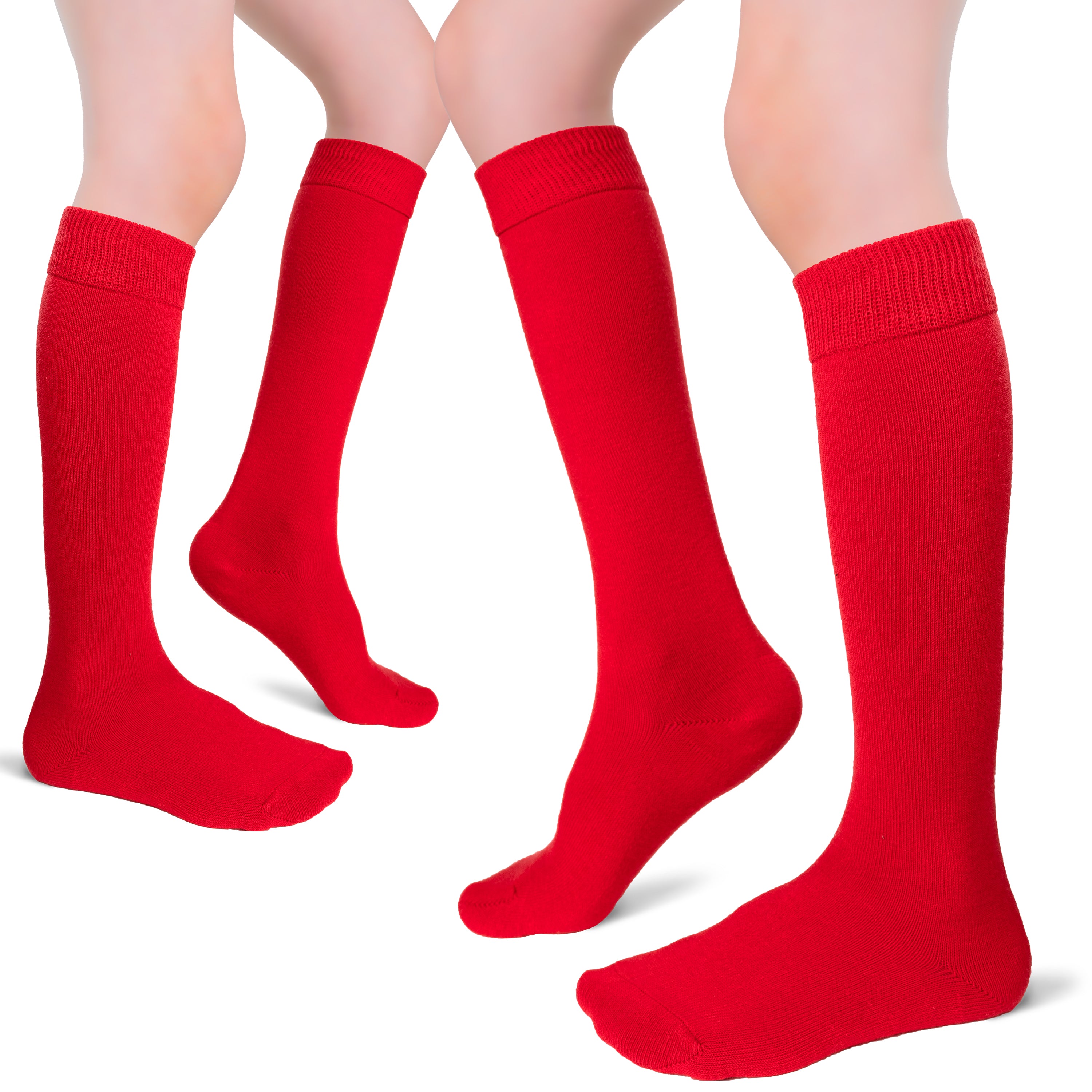 Kids' Plain Cotton Dress Knee-High Socks, 4 Pairs