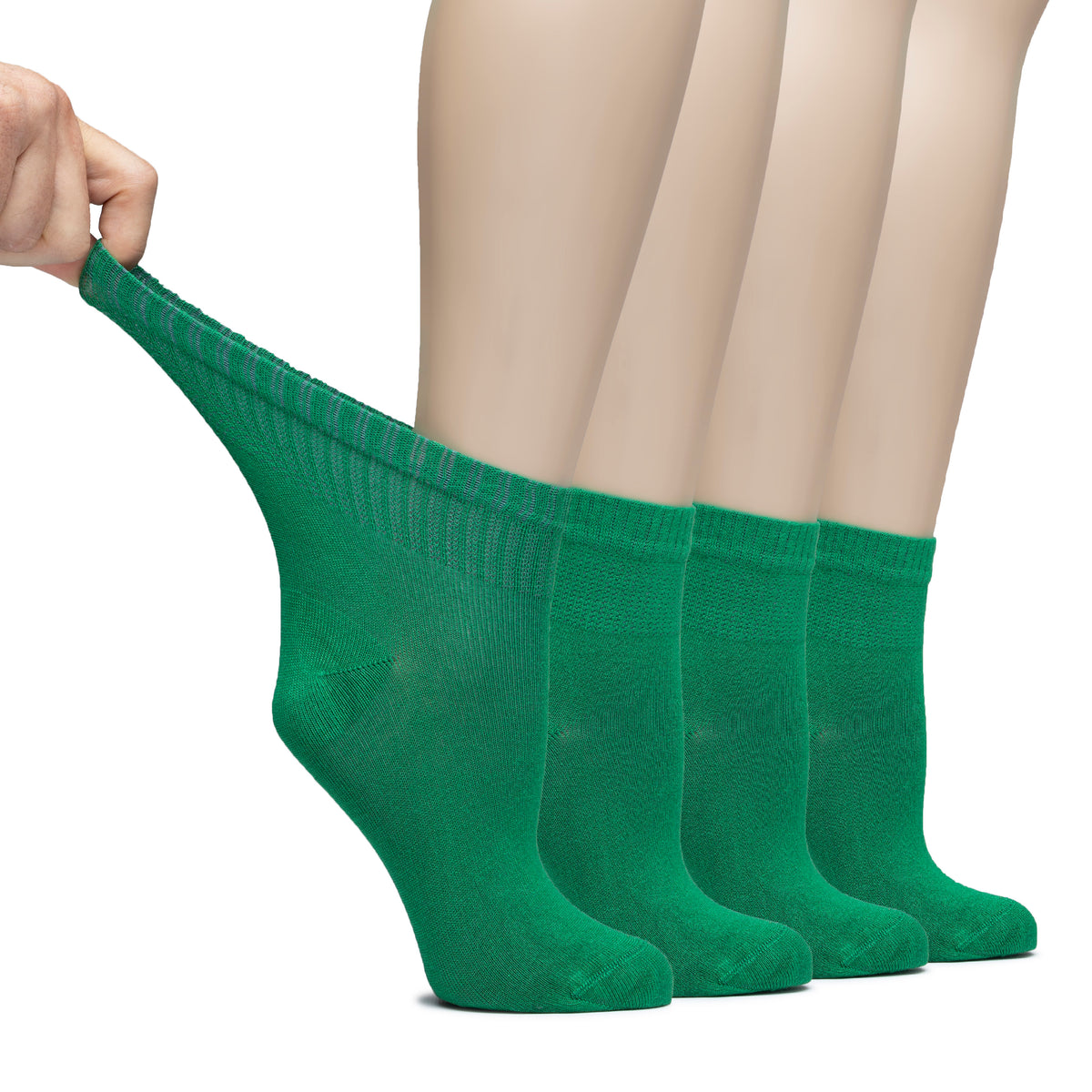 Hugh Ugoli Lightweight Women's Diabetic Ankle Socks Bamboo Thin Socks Seamless Toe and Non-Binding Top, 4 Pairs, , Shoe Size: 6-9/10-12 | Shoe Size: 10-12 | Christmas Green