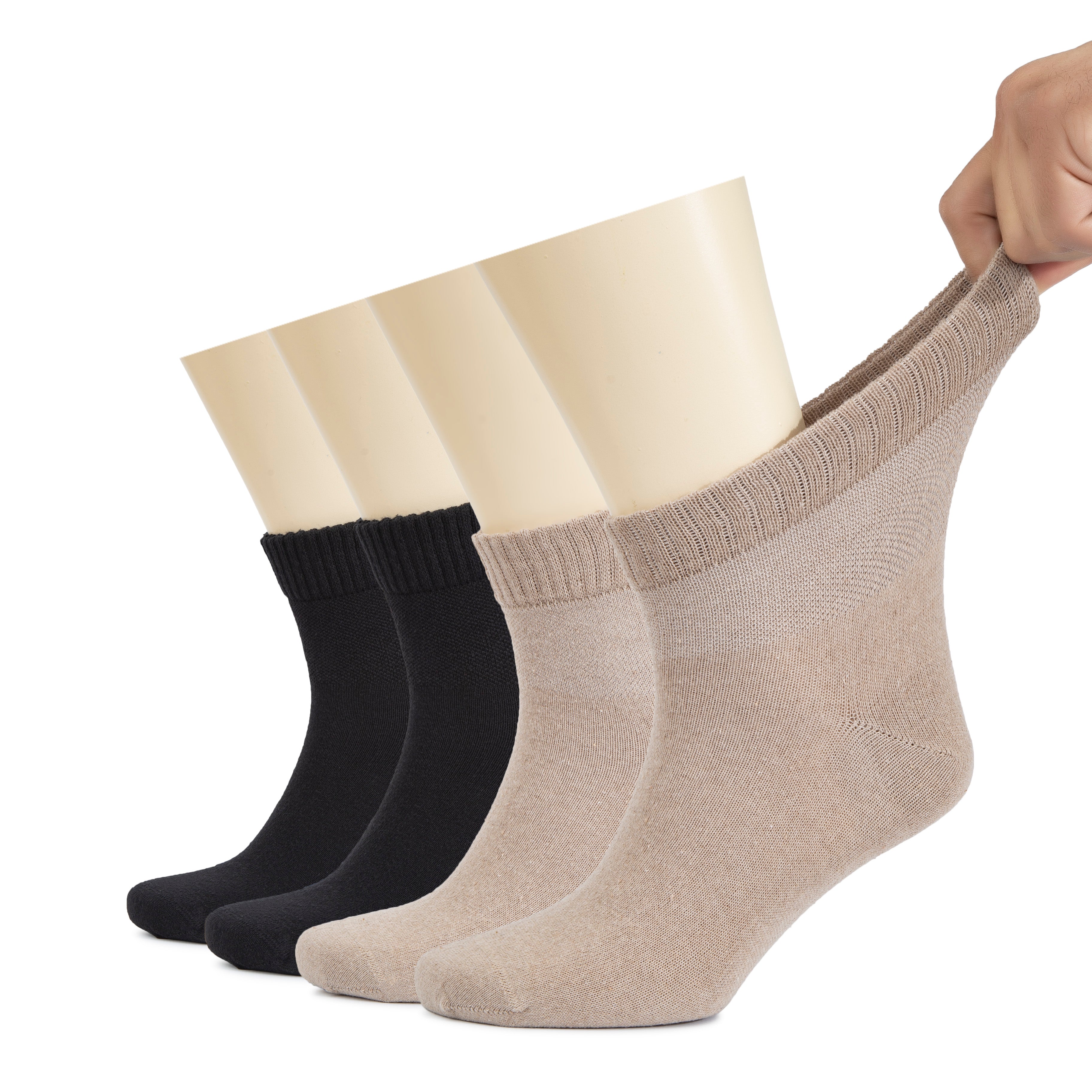 Men's Diabetic Ankle Thin Cotton Socks, 4 Pairs