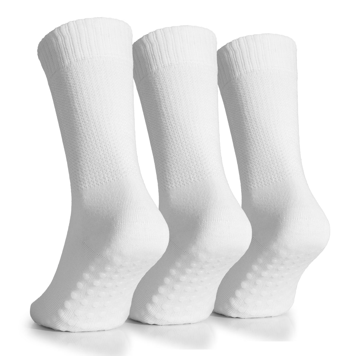 Hugh Ugoli Women's Bamboo Non Slip Grip Diabetic Socks Thin Non Skid Hospital Socks With Seamless Toe, 3 Pairs | Shoe Size: 10-12 | Navy Blue