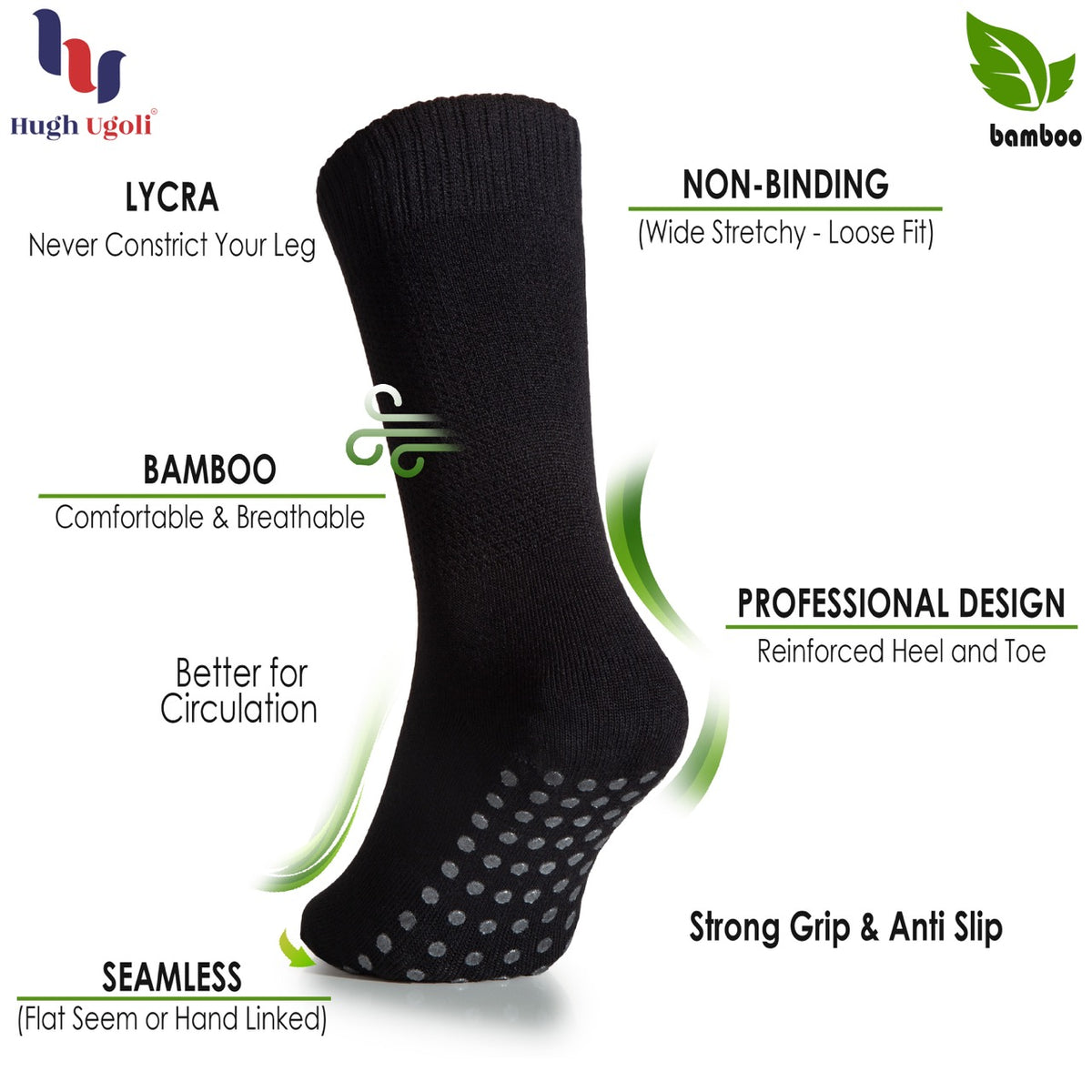 Women's Bamboo Lightweight Diabetic Ankle Socks with Non Slip Grip and Seamless Toe, 3 Pairs