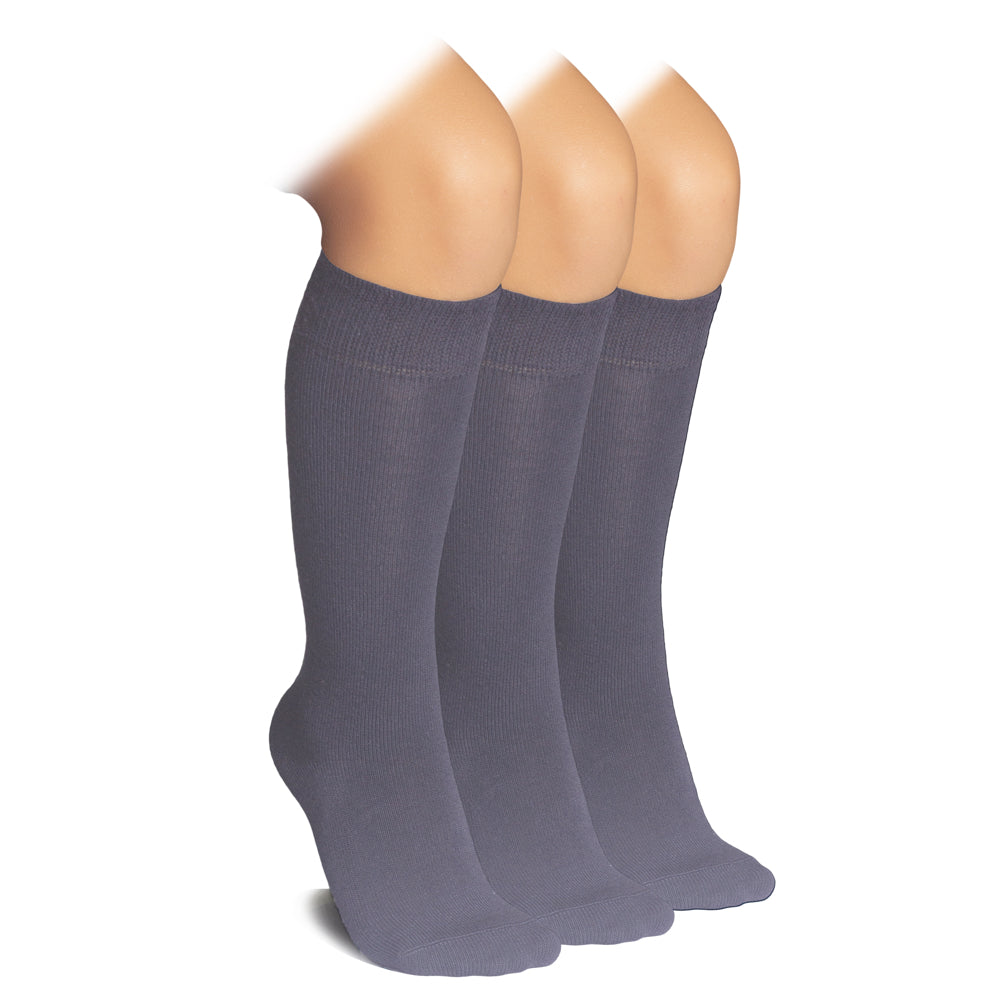 Hugh Ugoli Kids Bamboo School Socks | Knee High School Uniform Socks for Girls & Boys | Comfort Seam, 3 Pairs, Years: 3-4/5-6/7-8/9-11/12-14 | 5-6 Years | Melange Grey