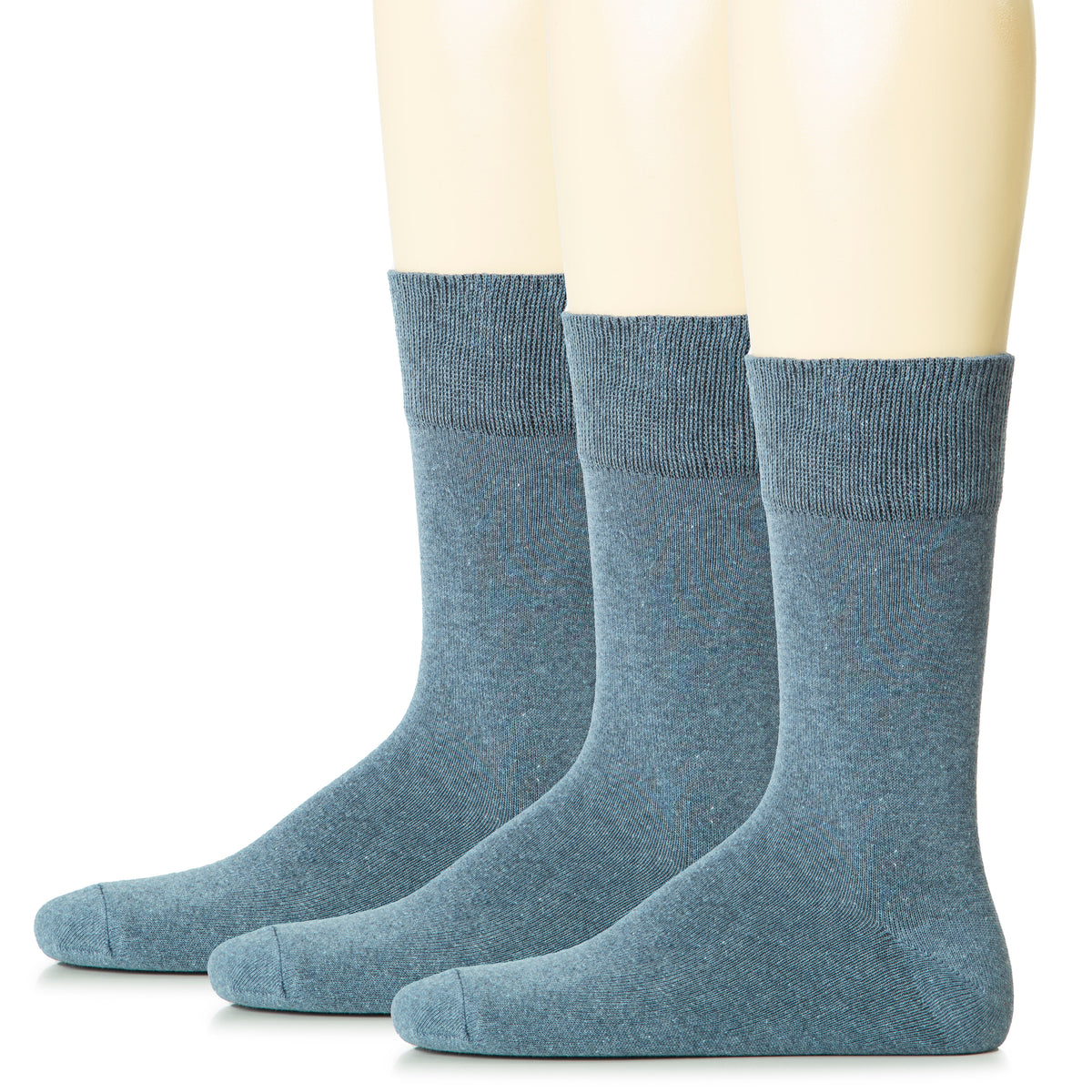 Hugh Ugoli Men Cotton Dress Socks XL / L / M / S Sizes, 3 Pairs | Shoe Size: 8-10 | Jeans Blue