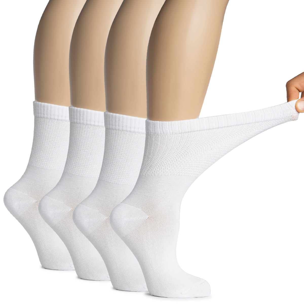 Hugh Ugoli Women's Bamboo Diabetic Crew Thin Socks With Seamless Toe, Soft Socks For Pregnant Women & Elderly People, 4 Pairs | Shoe Size: 9-12 | Red