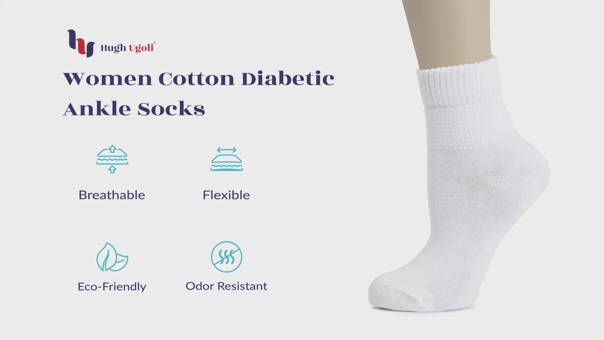 Women's Cotton Diabetic Ankle Socks for Daily Comfort, 4 Pairs