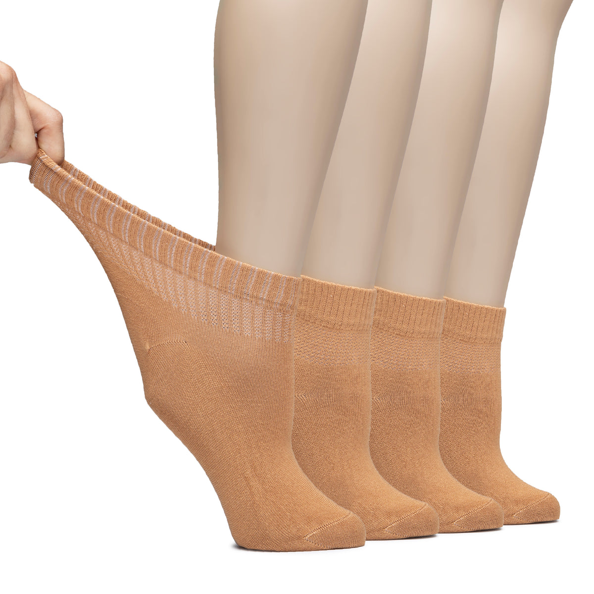 Hugh Ugoli Lightweight Women's Diabetic Ankle Socks Bamboo Thin Socks Seamless Toe and Non-Binding Top, 4 Pairs, , Shoe Size: 6-9/10-12 | Shoe Size: 10-12 | Hazel