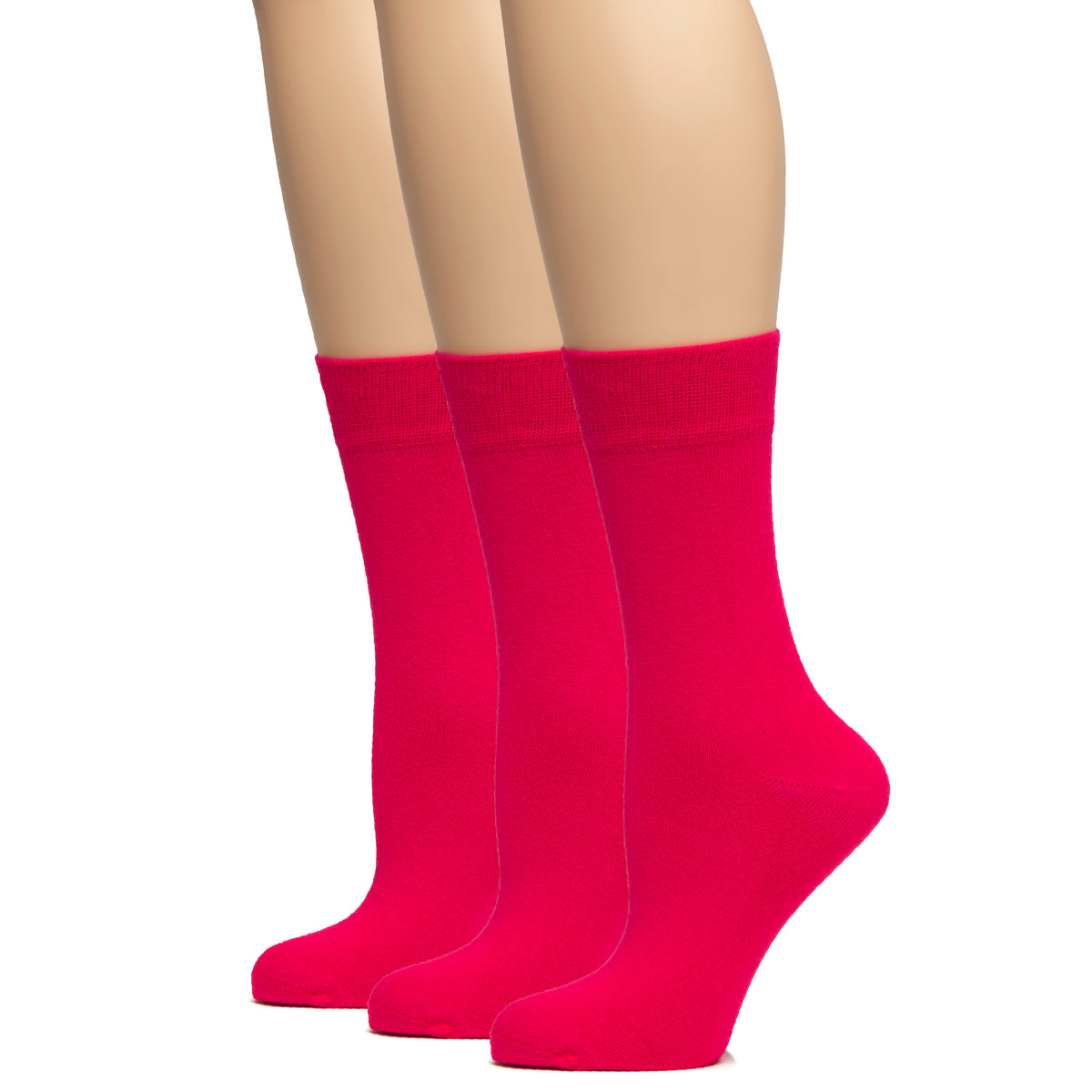 Hugh Ugoli Women's Bamboo Dress Socks Crew Soft Comfy Seamless Toe, 3 Pairs, Shoe Size: 5-8/9-11 | Shoe Size: 9-11 | Raspberry Red